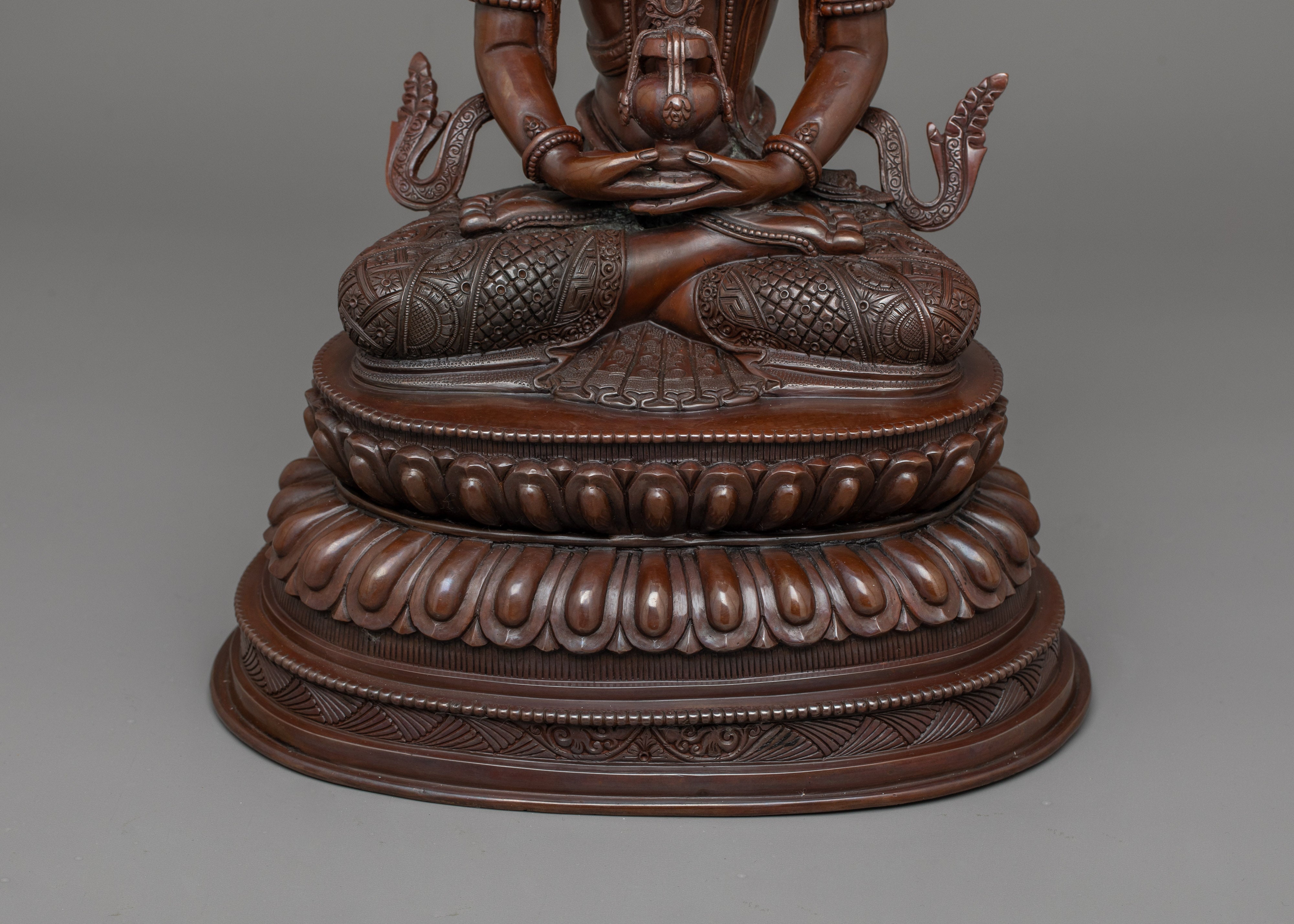 Gold Face Amitayus Statue | Handmade Sculpture of Buddha of Infinite Life