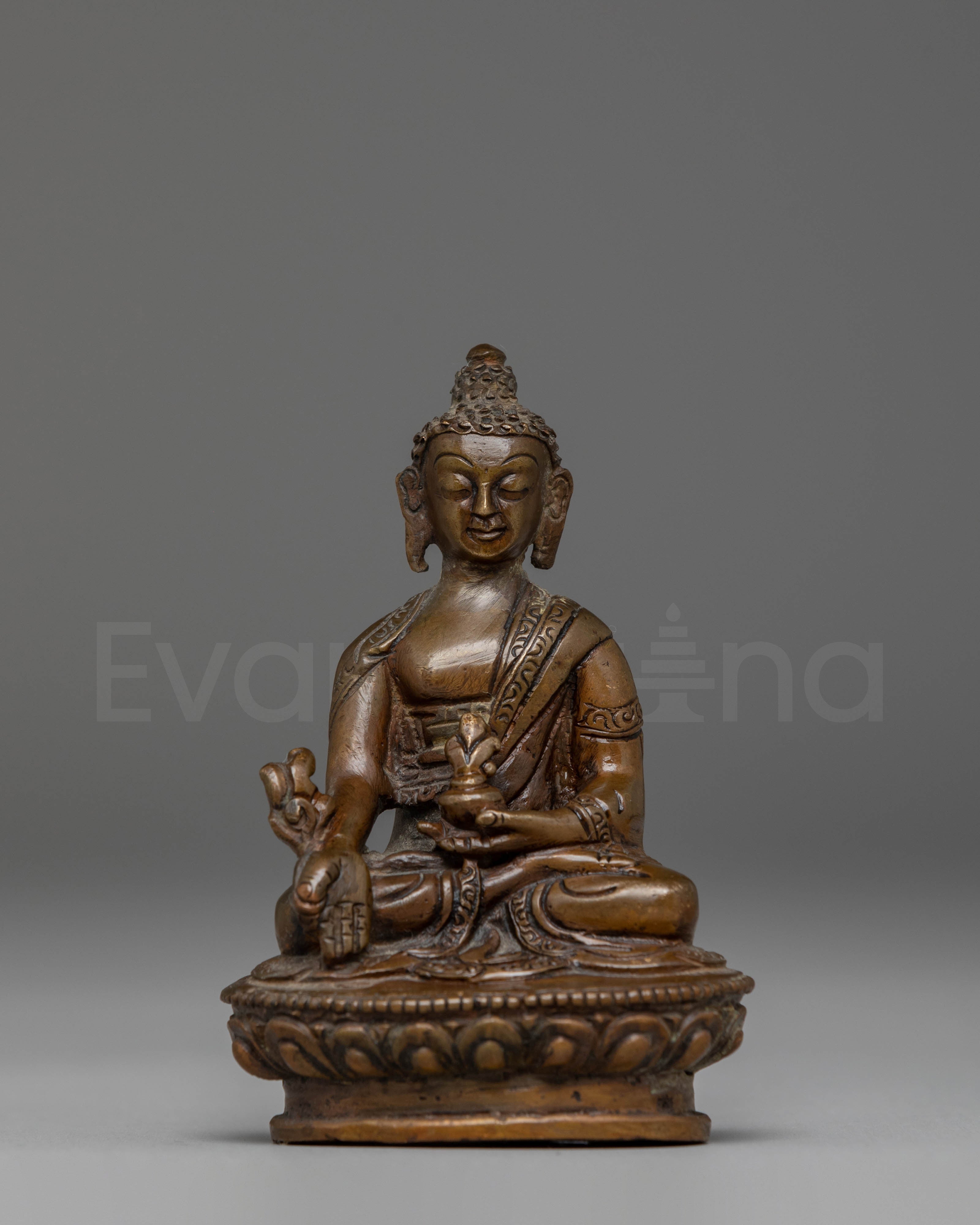 Oxidized Copper Statue of Medicine Buddha