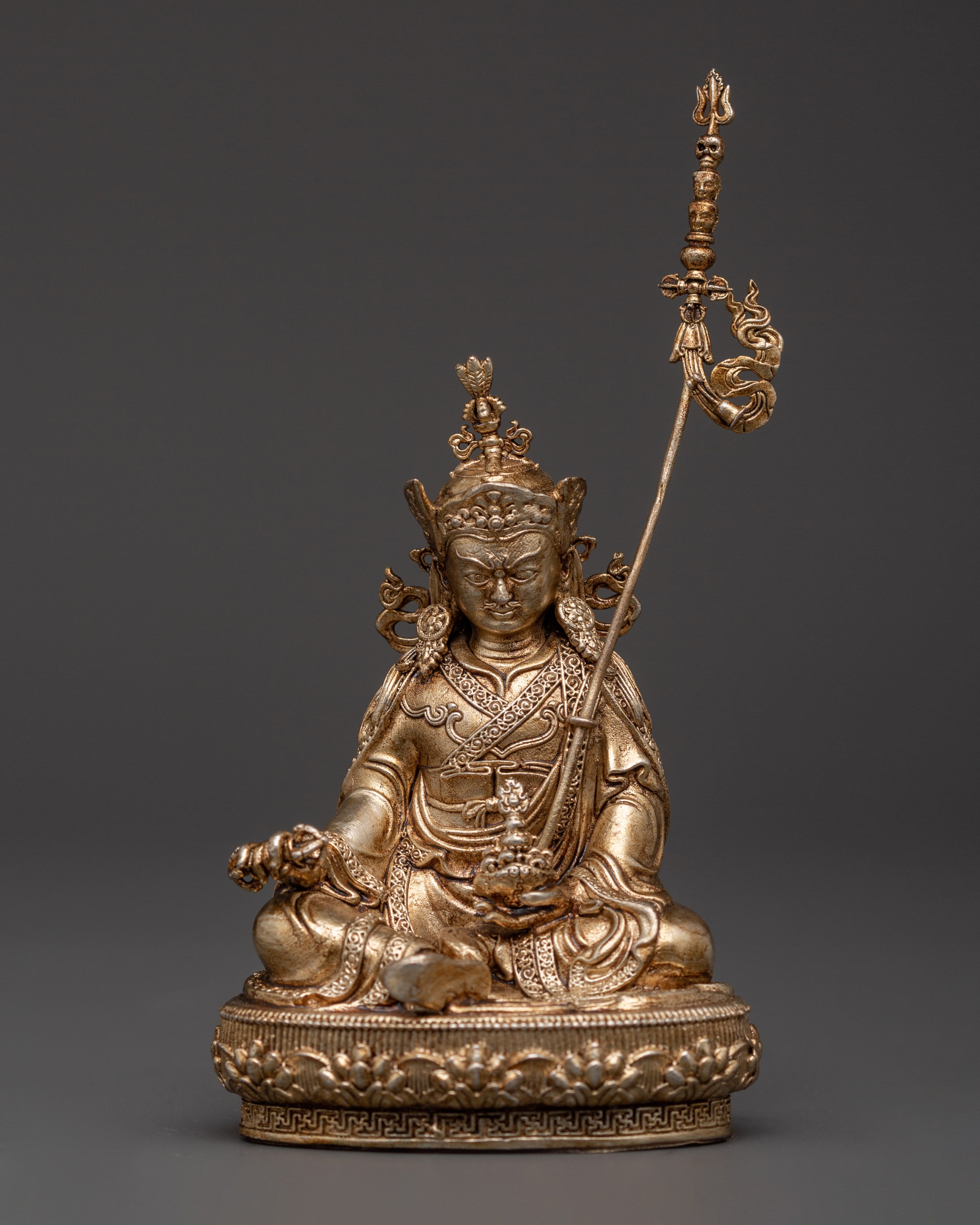 Gold-Plated Guru Rinpoche Statue in Copper