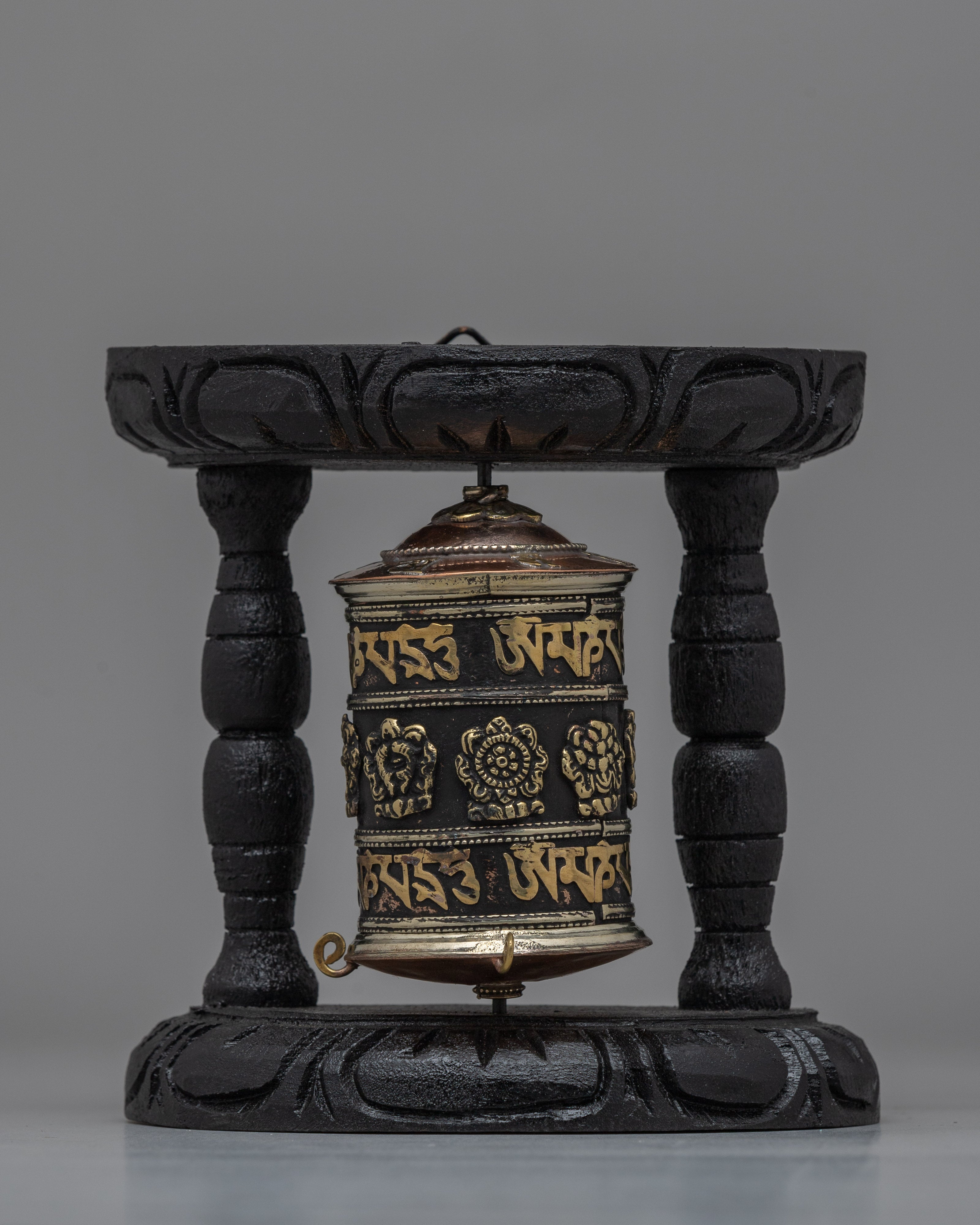 Tibetan Prayer Wheel with Intricate Mantra Design