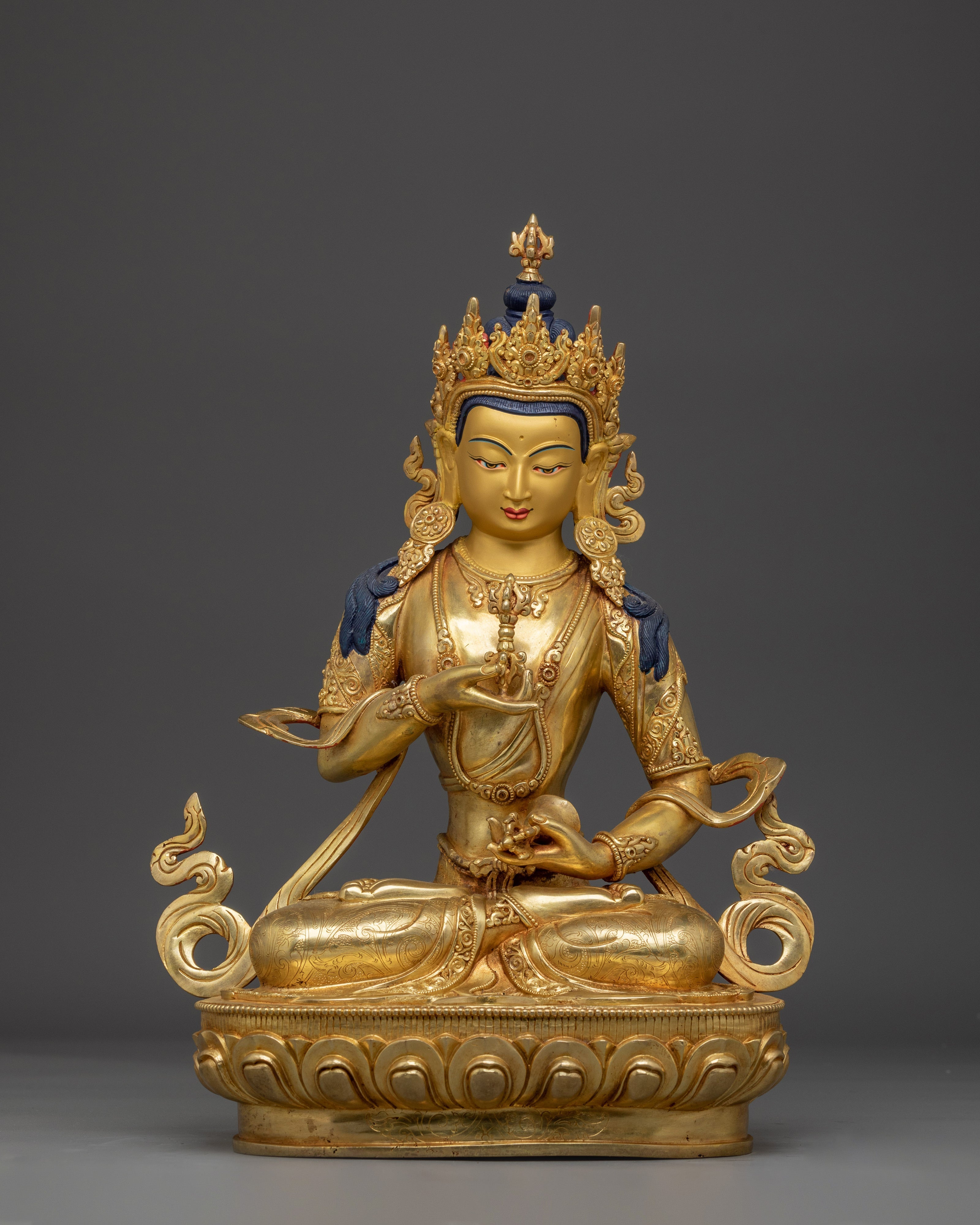 Handcrafted 24K Gold Gilded Vajrasattva Buddhist Sculpture