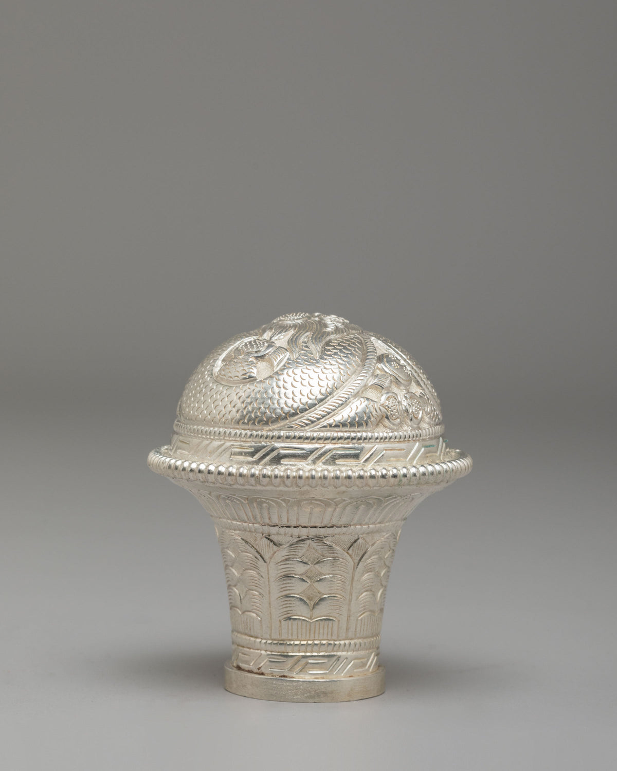 Silver Brocade Stick Cap | Sacred Silver Ritual Accessories