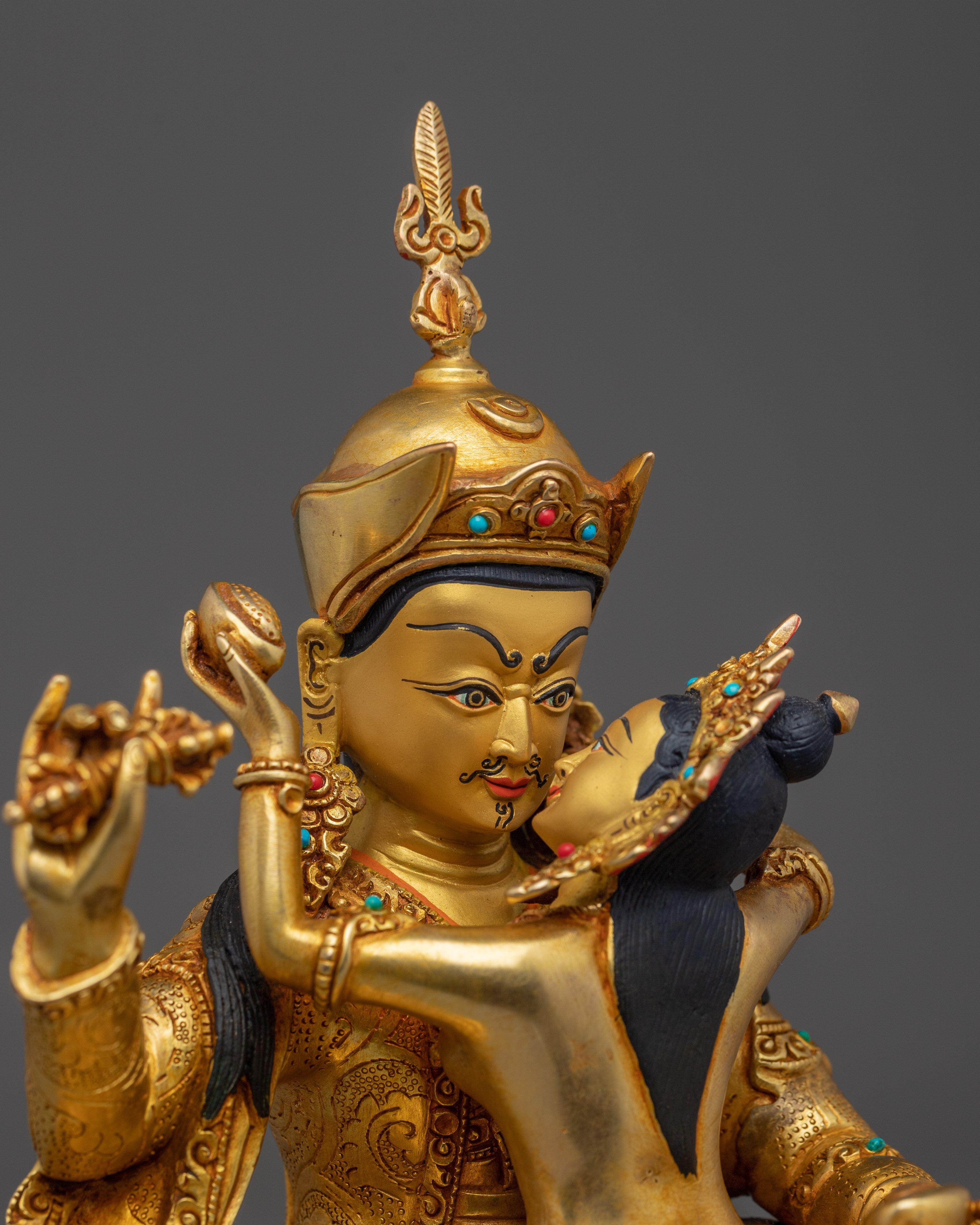 Divine Tantric Master Guru Rinpoche with Consort | Padmasambhava Statue