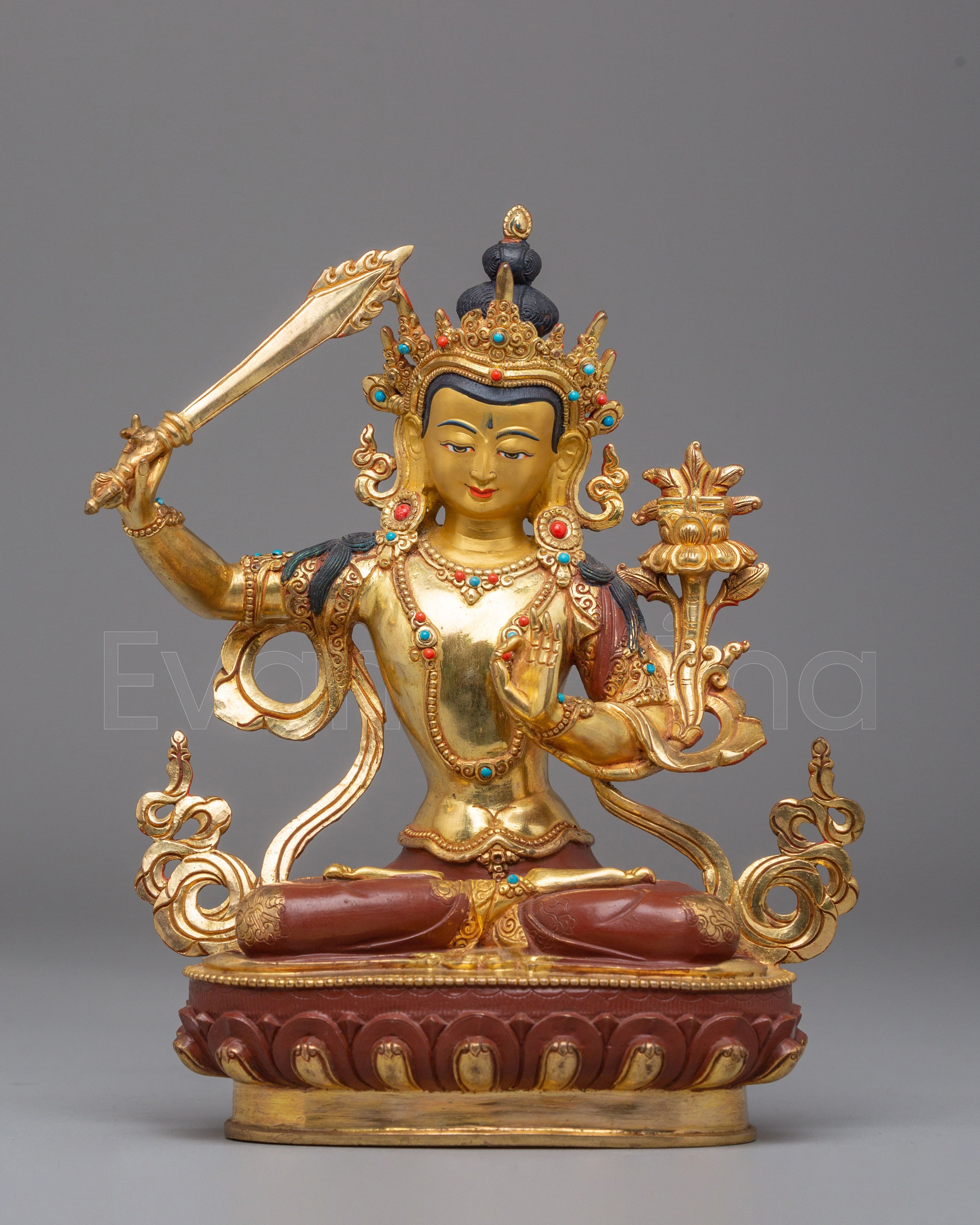 Handcrafted Tibetan Manjushri Bodhisattva Figurine