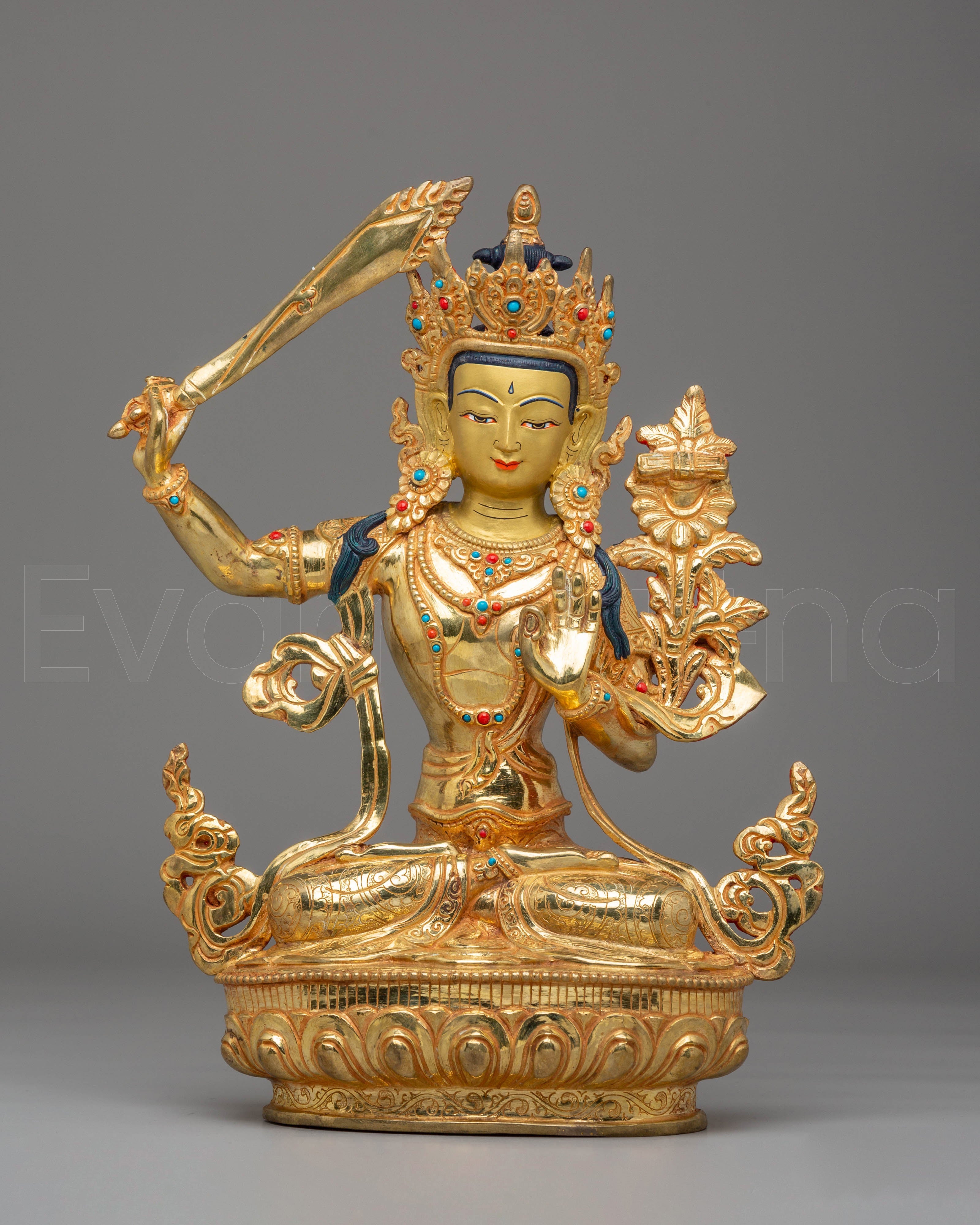 Handcrafted Manjushri Copper Statue