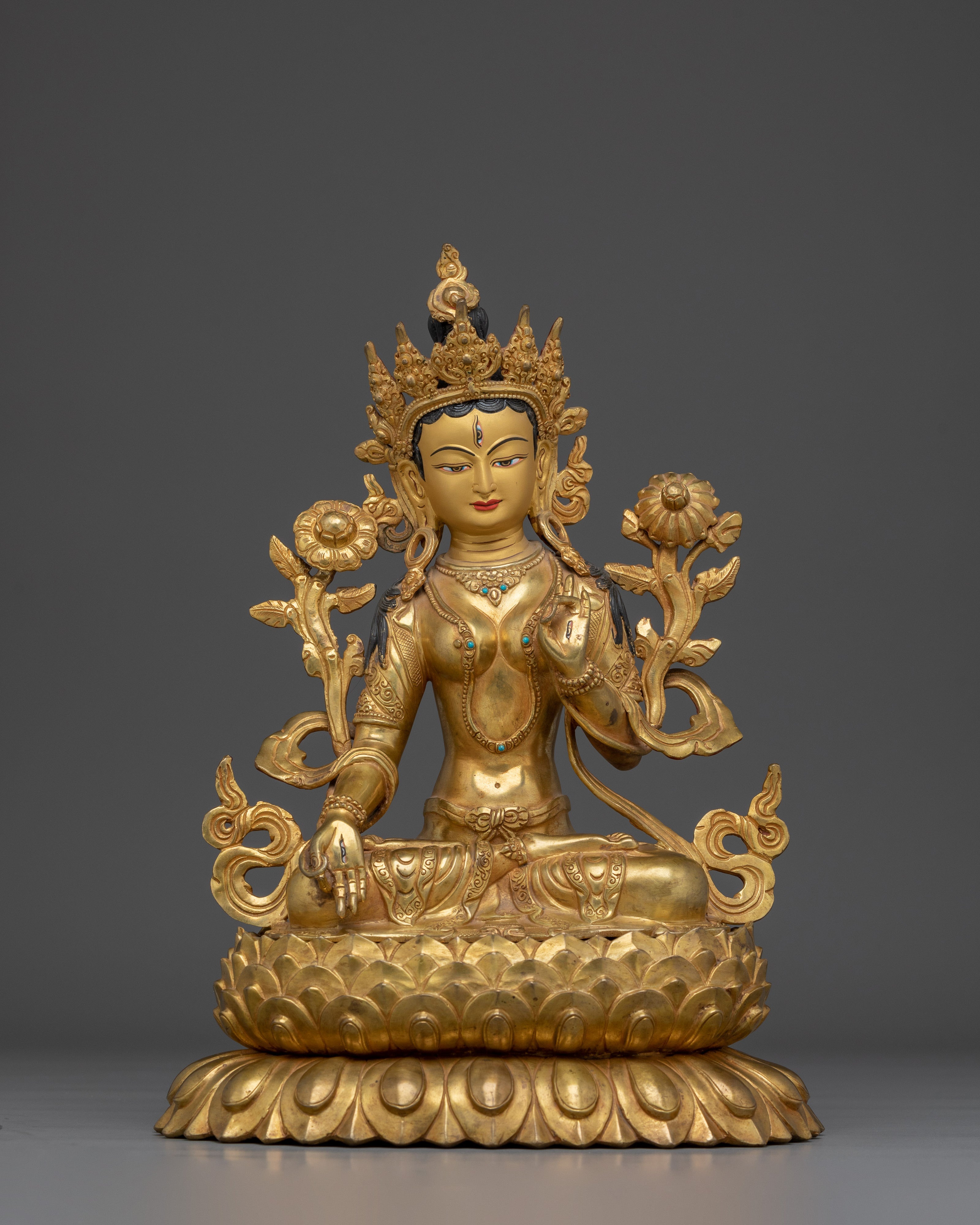 Golden White Tara Statue in Copper