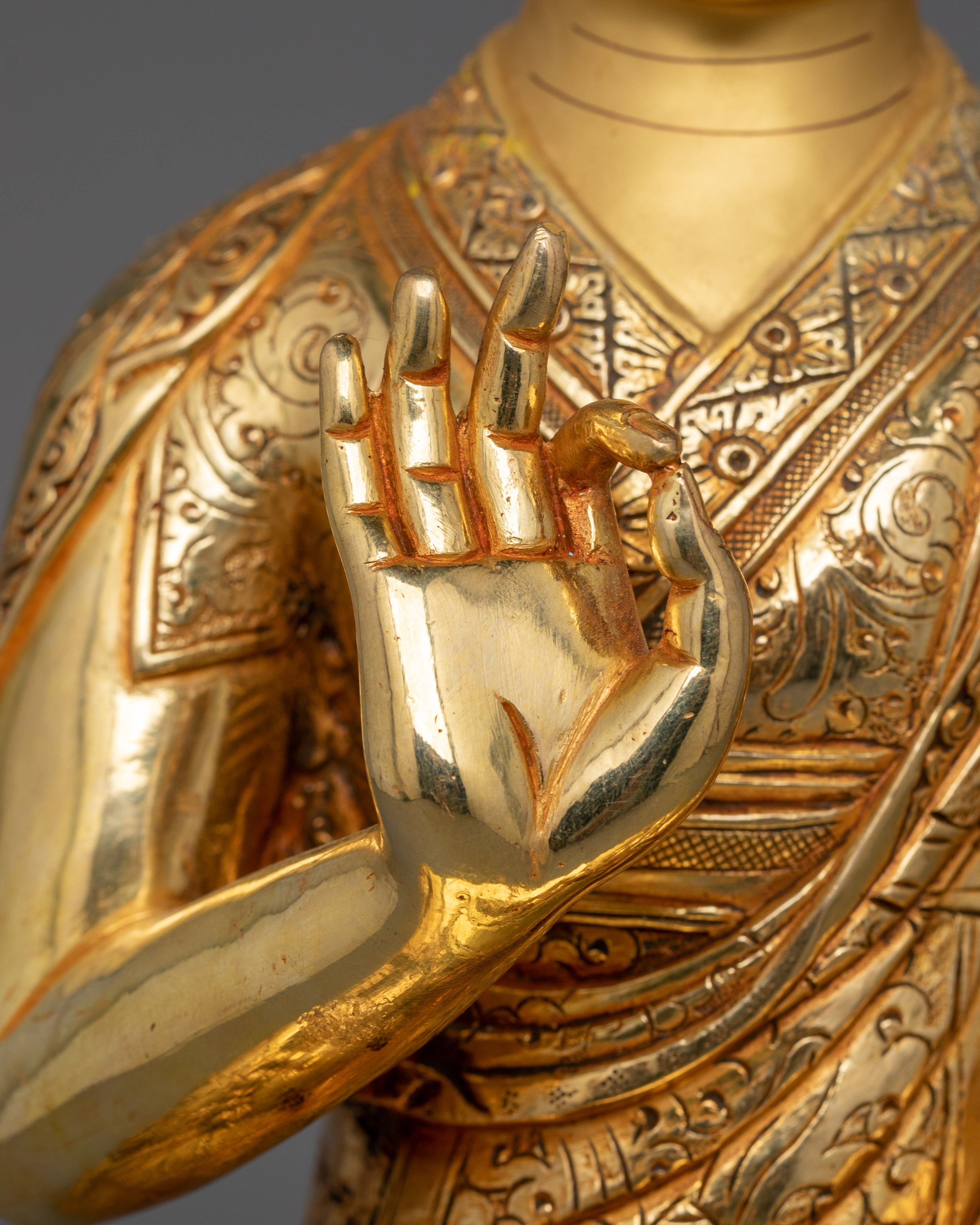 Handmade Tibetan Spiritual Tsongkhapa Set Statue | The Founder of Gelug Tradition