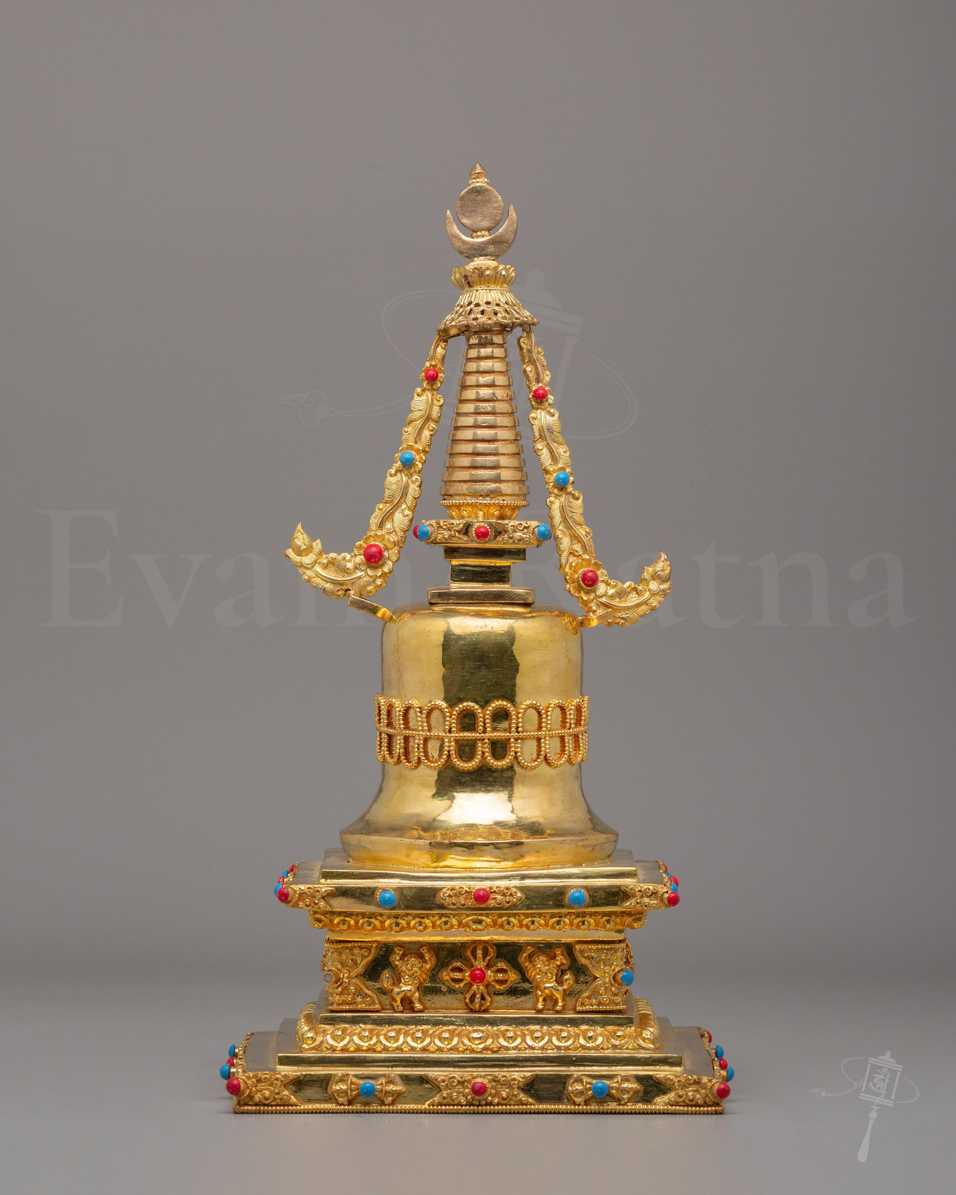Handcrafted Gold Plated Parinirvana Stupa