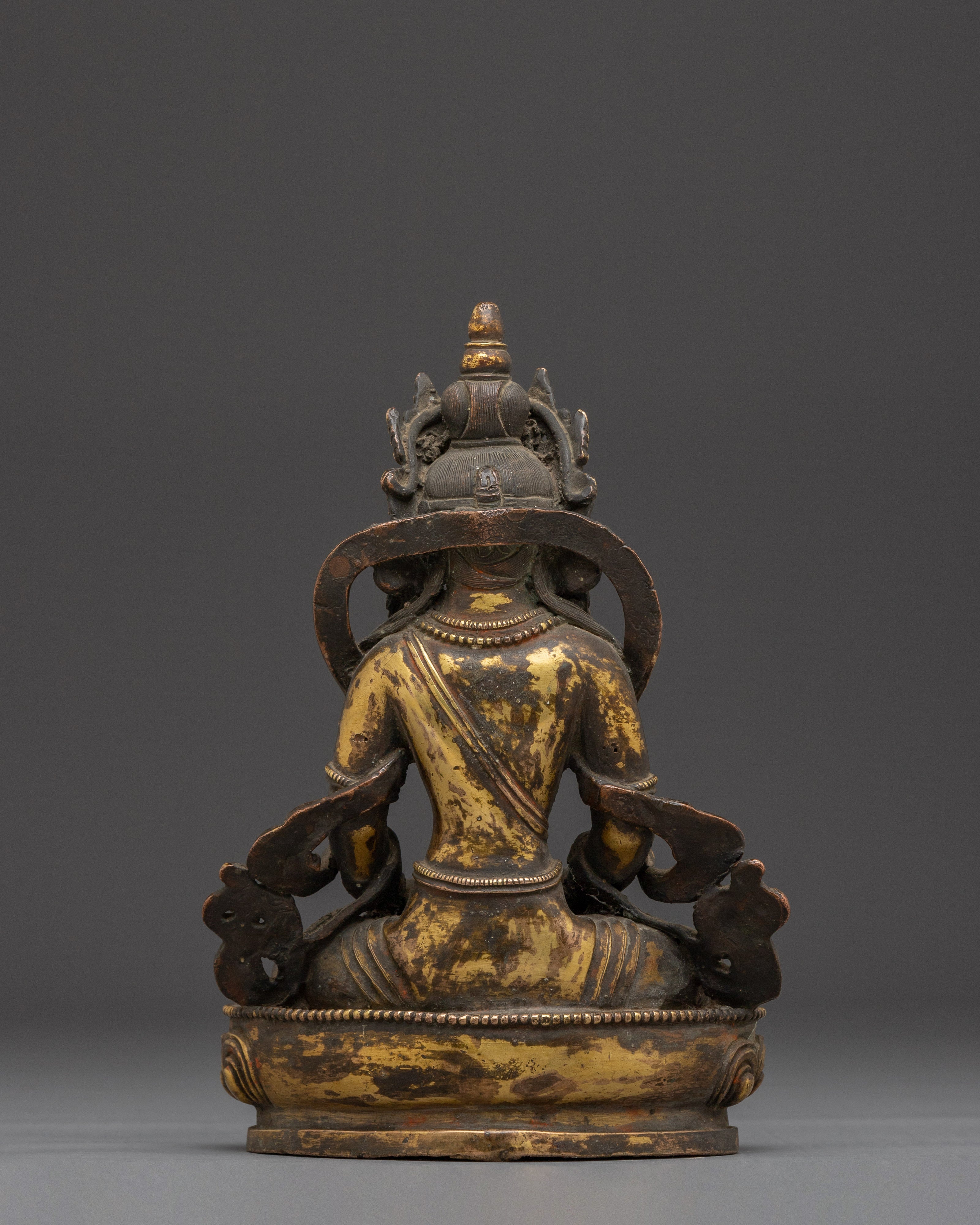 Handcrafted Copper Amitayus Statue | Tibetan Buddha Sculpture