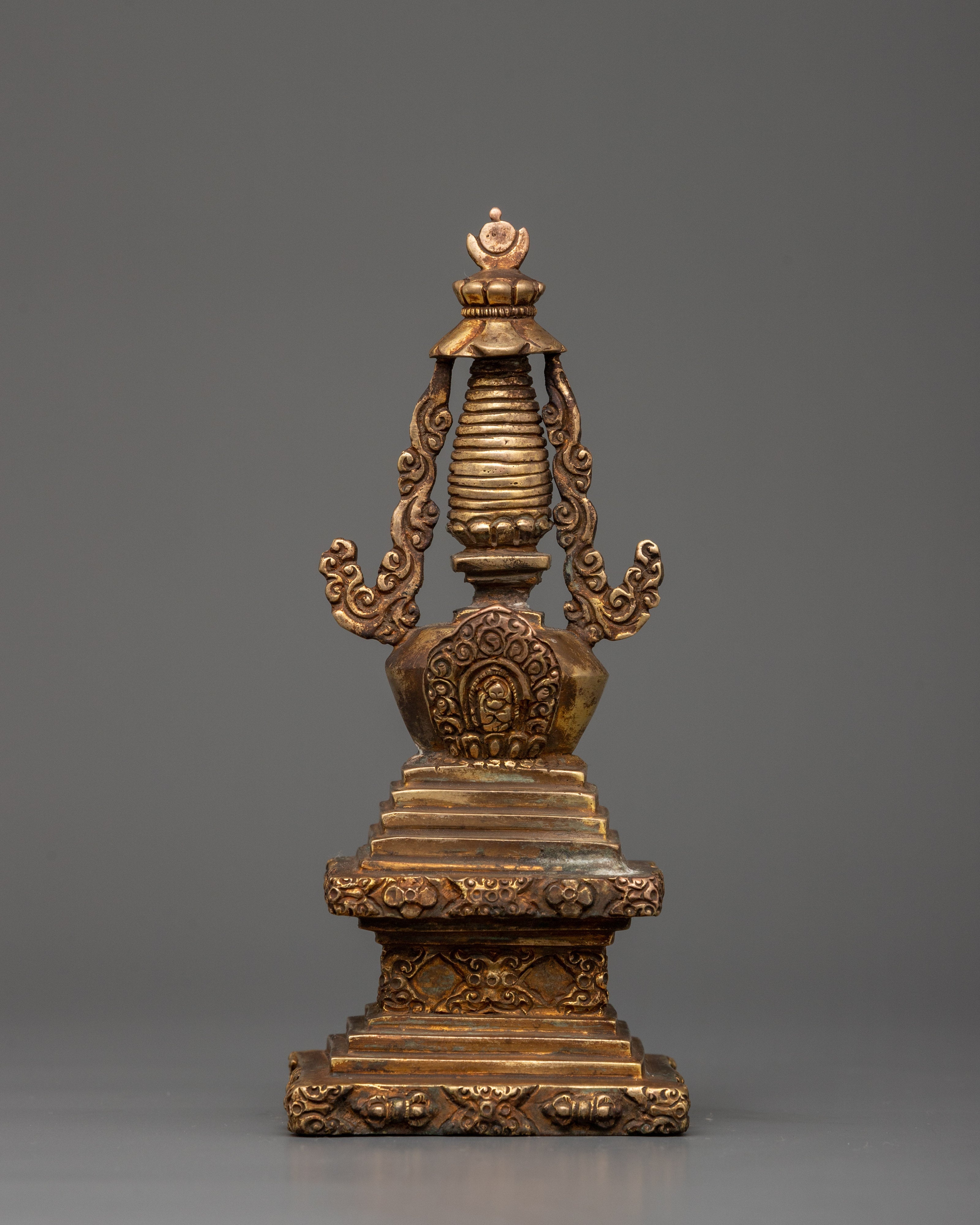Antique Copper Stupa Statue