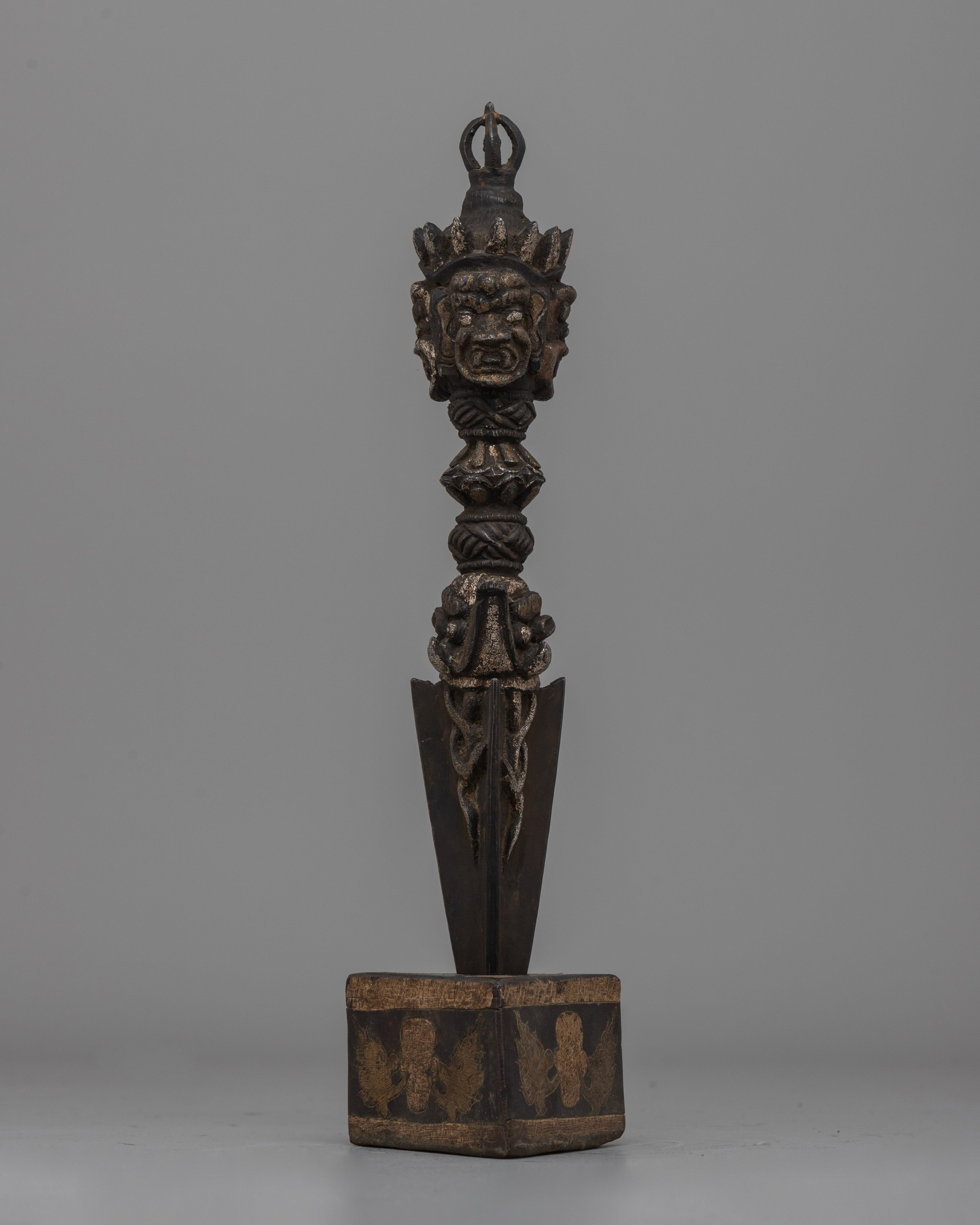 Handcrafted Iron Phurba with Silver Inlay