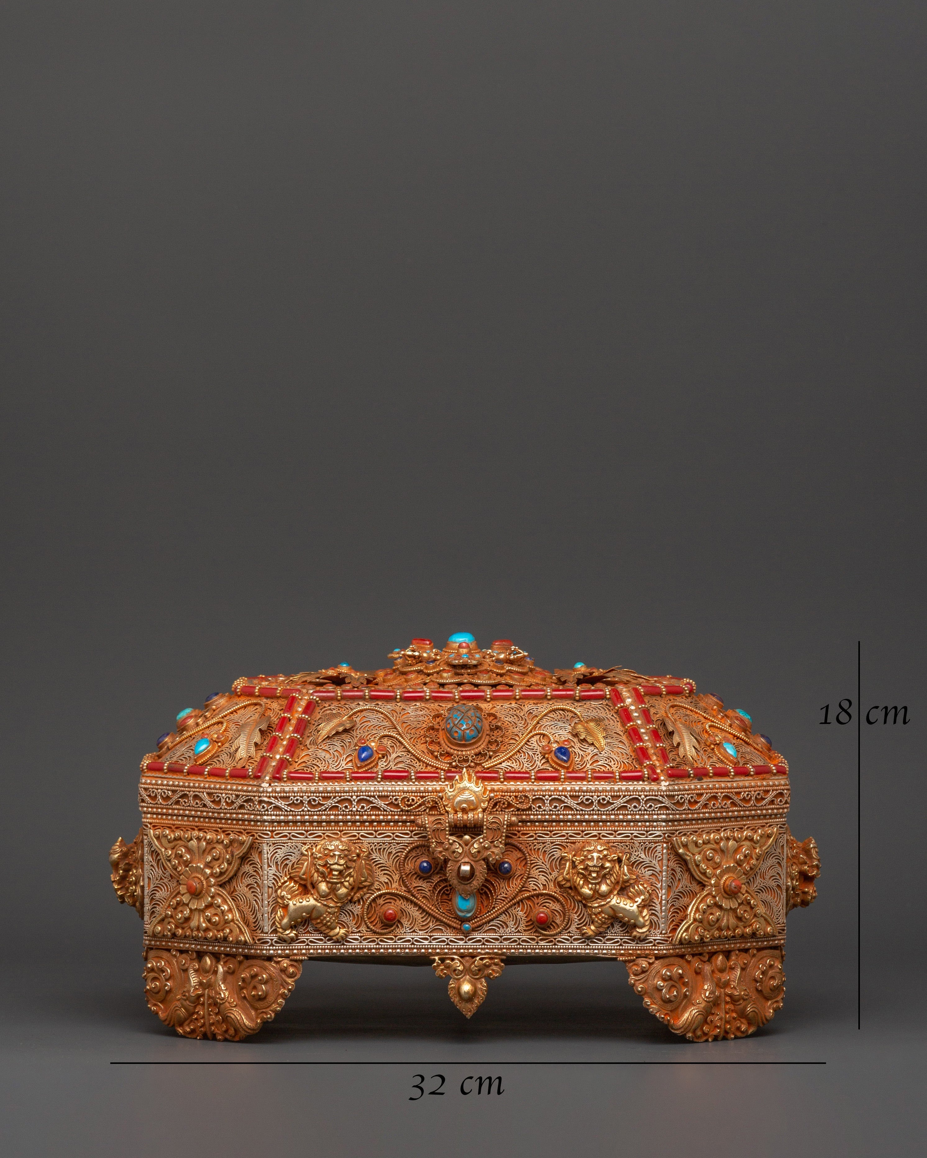 Tibetan Treasure Box with Coral | Sacred Stones & Buddhist Symbolism