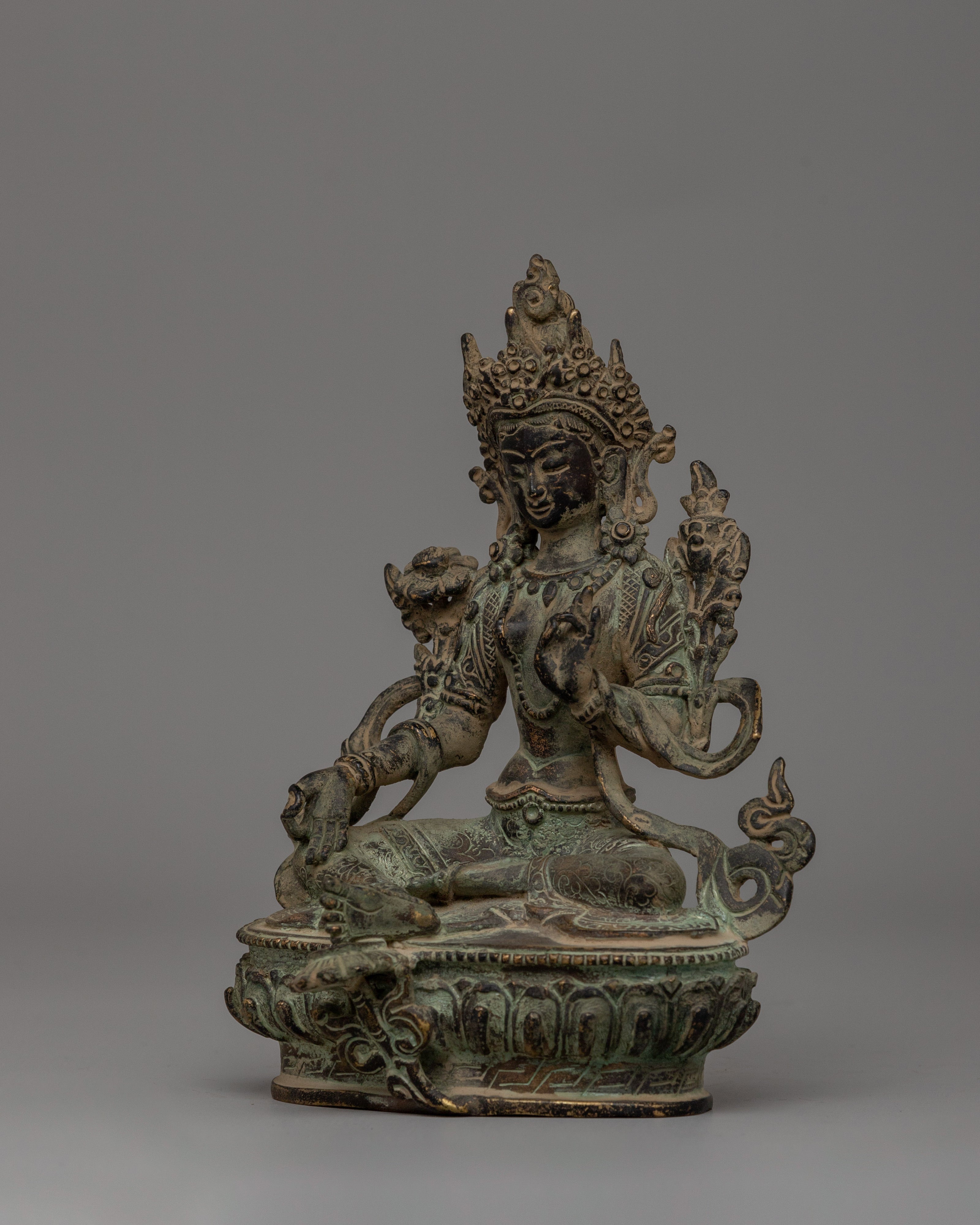 Handmade Green Tara Statue | Symbol of Compassion & Protection