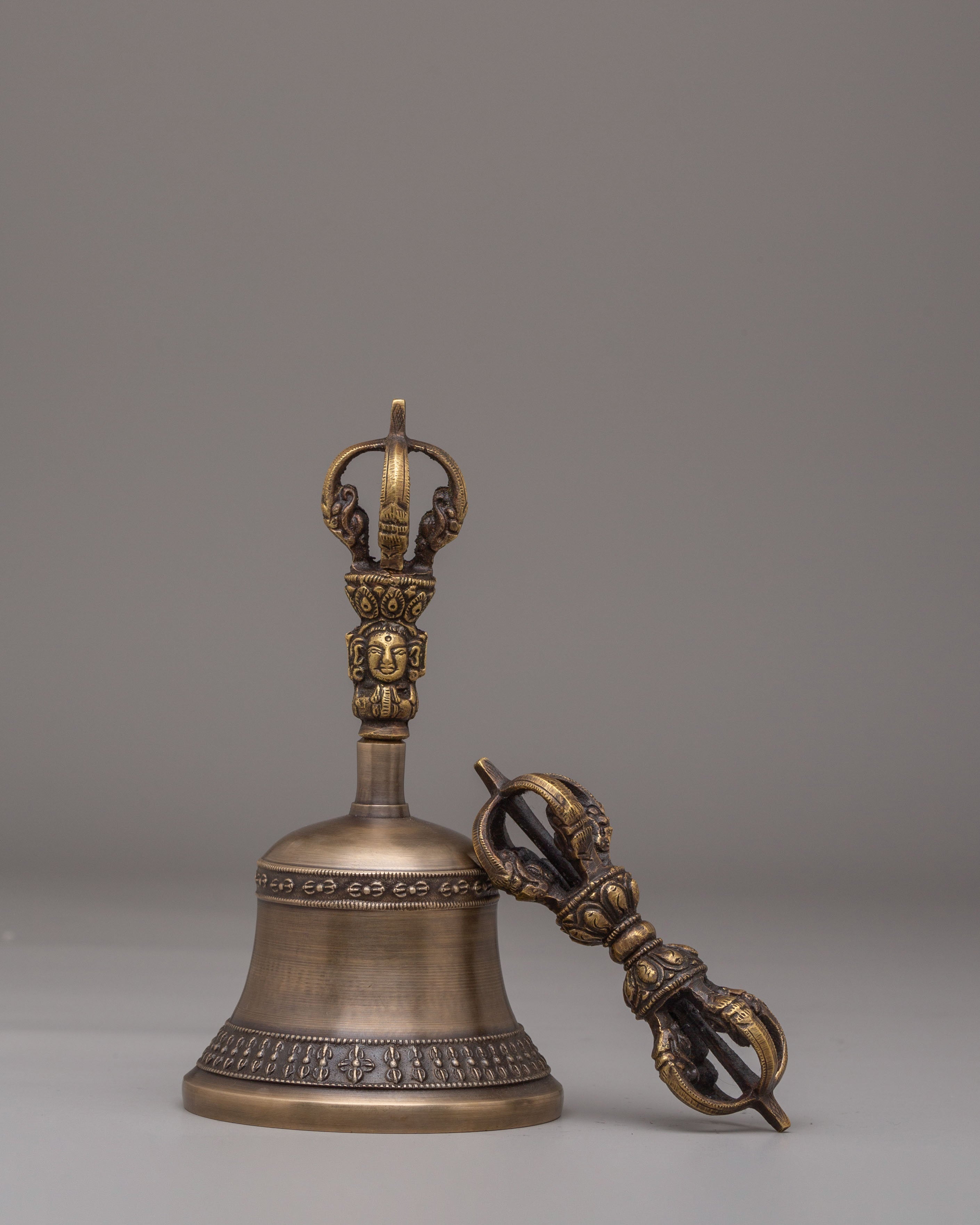 Handcrafted Buddhist Vajra and Bell Set | Tibetan Ritual Tools for Meditation and Altar Use
