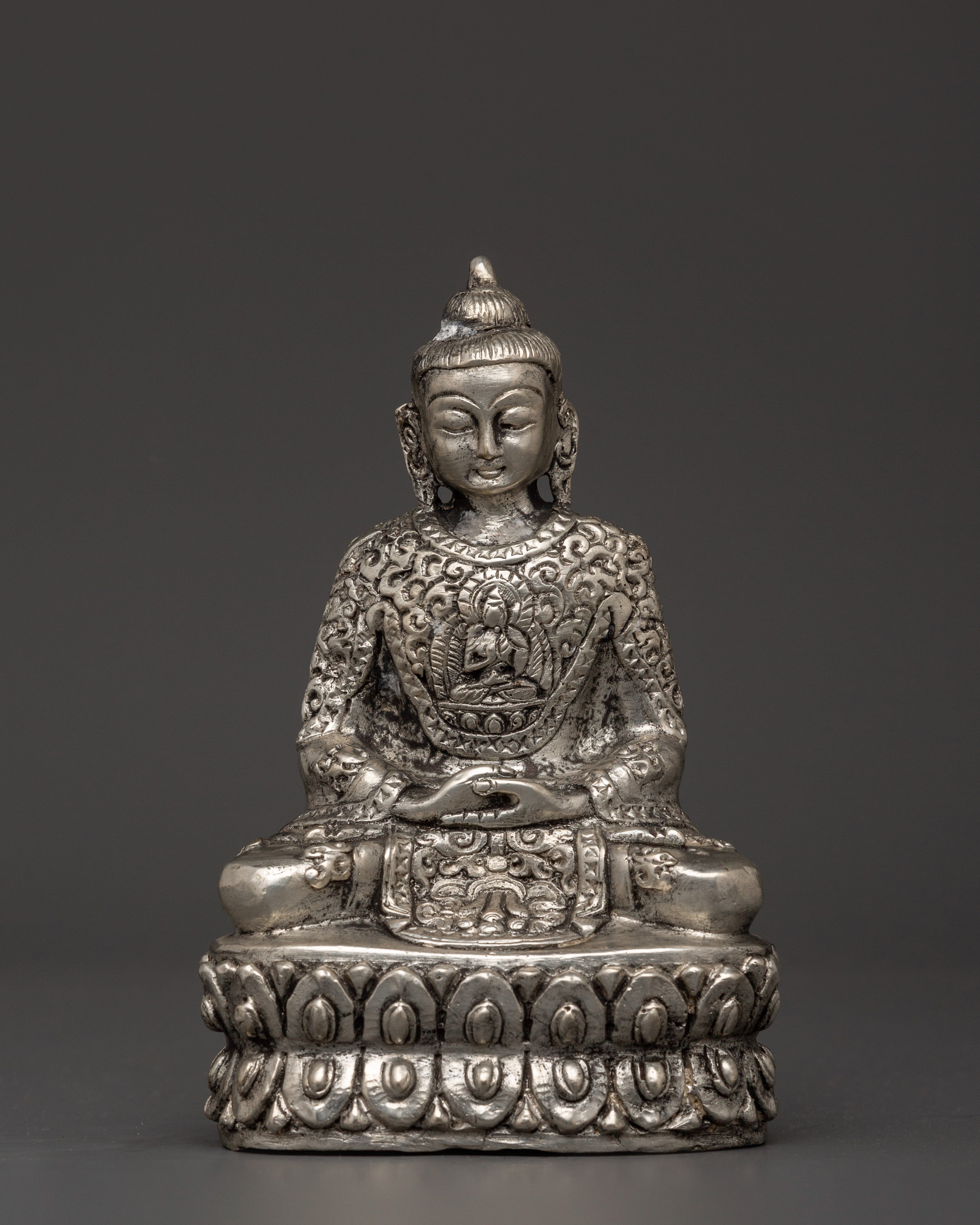 Amitabha Copper Silver Plated Statue