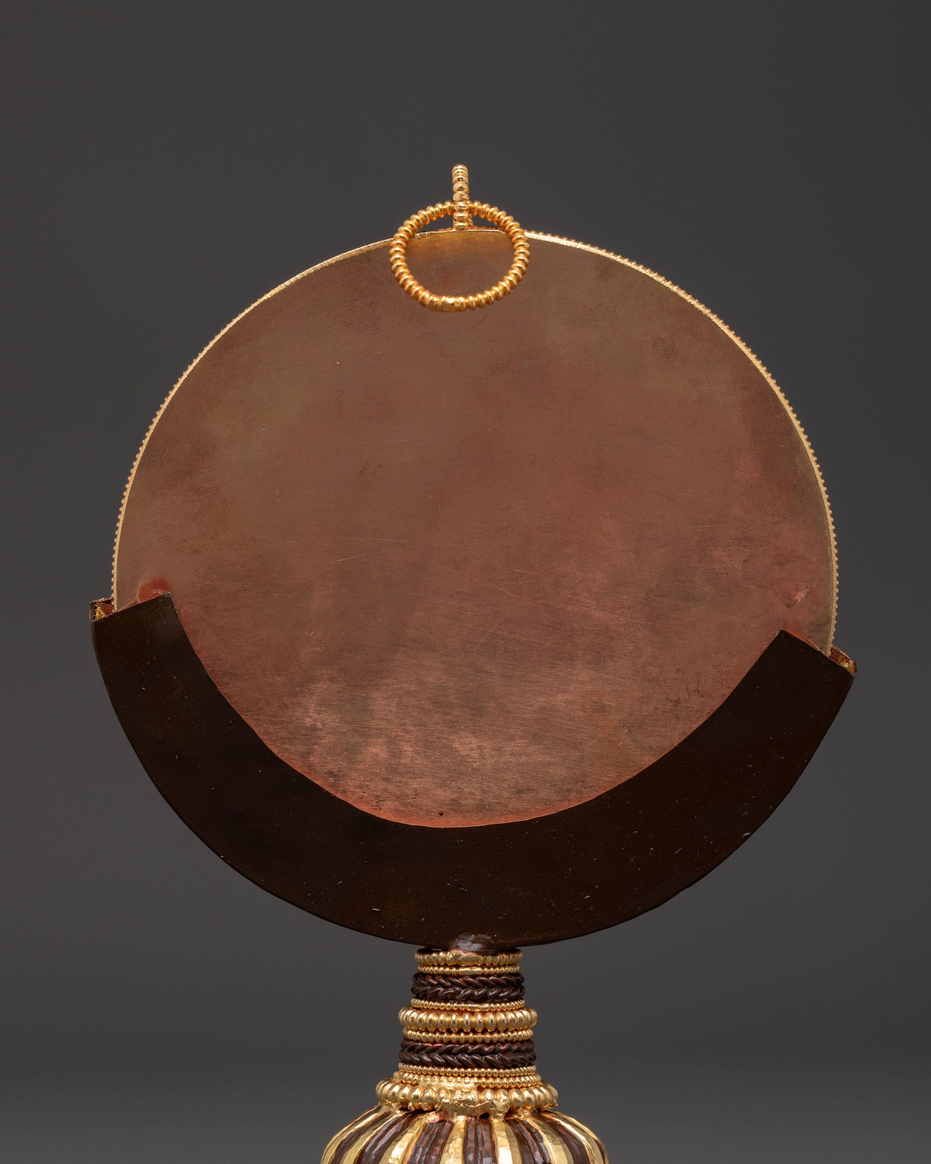 Tibetan Buddhist Ritual Mirror | Handmade Gold-Plated Copper Melong