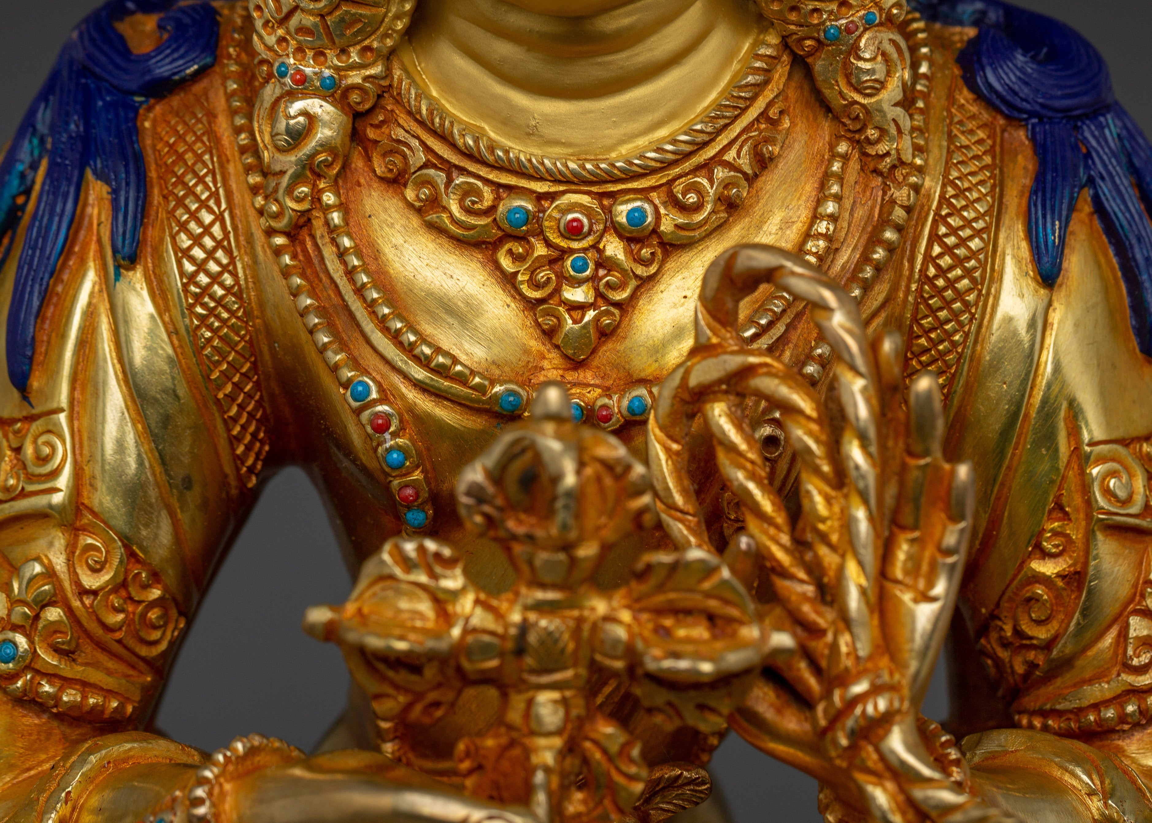 24K Gold-Gilded Namgyalma Copper Statue | Buddhist Deity for Meditation