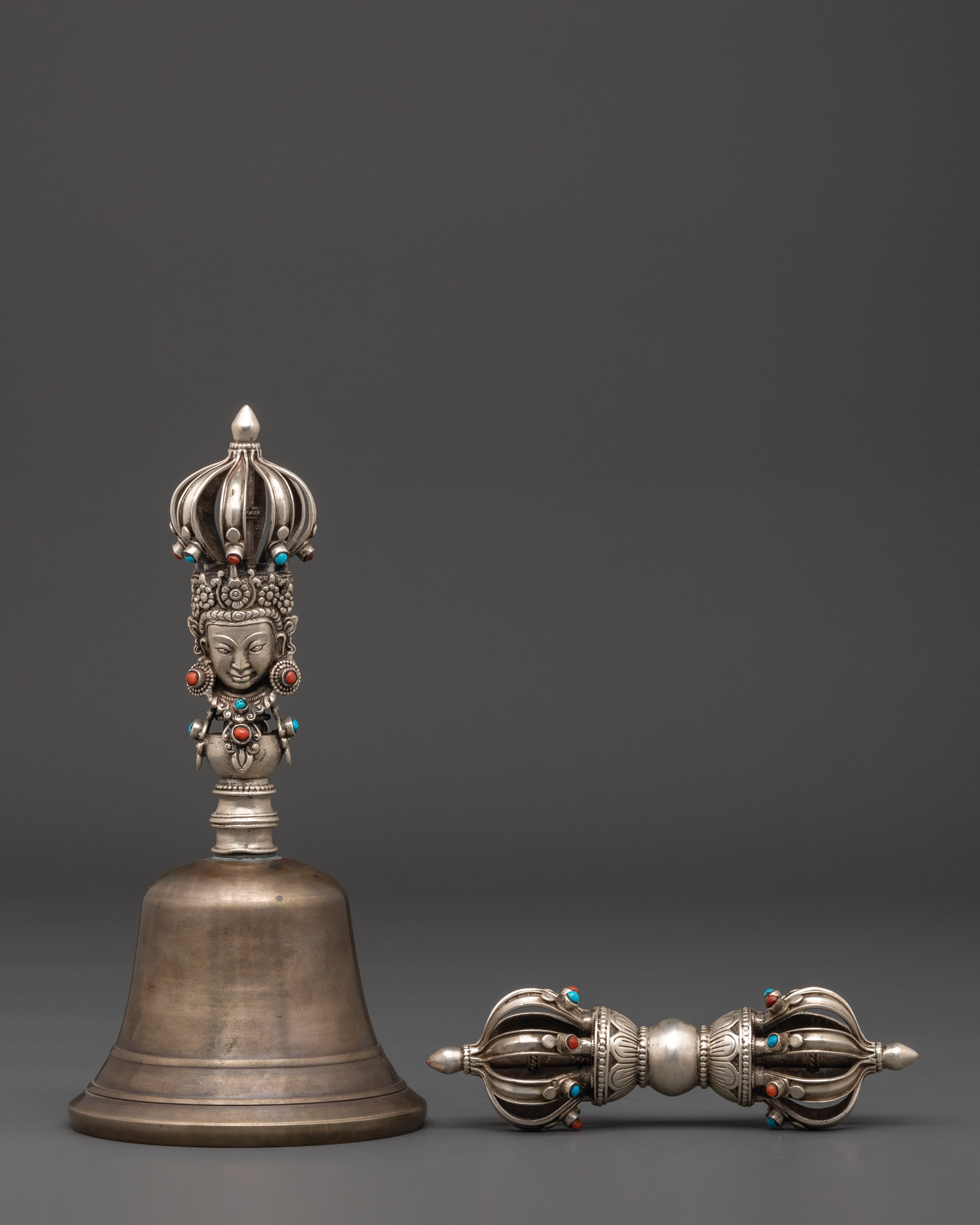Buddhist Bronze Bell and Vajra Set | Ritual Tool For Meditation