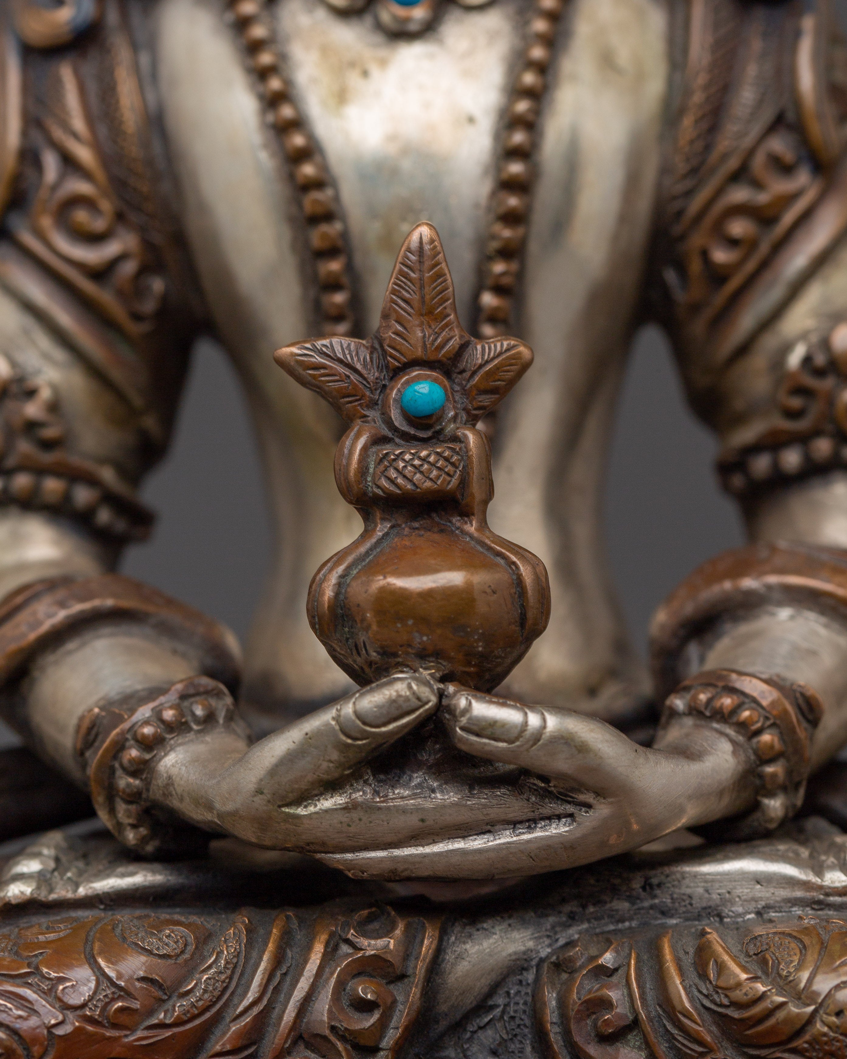 Amitayus Buddha Statue with Throne | Gold Gilded Copper Sculpture for Longevity