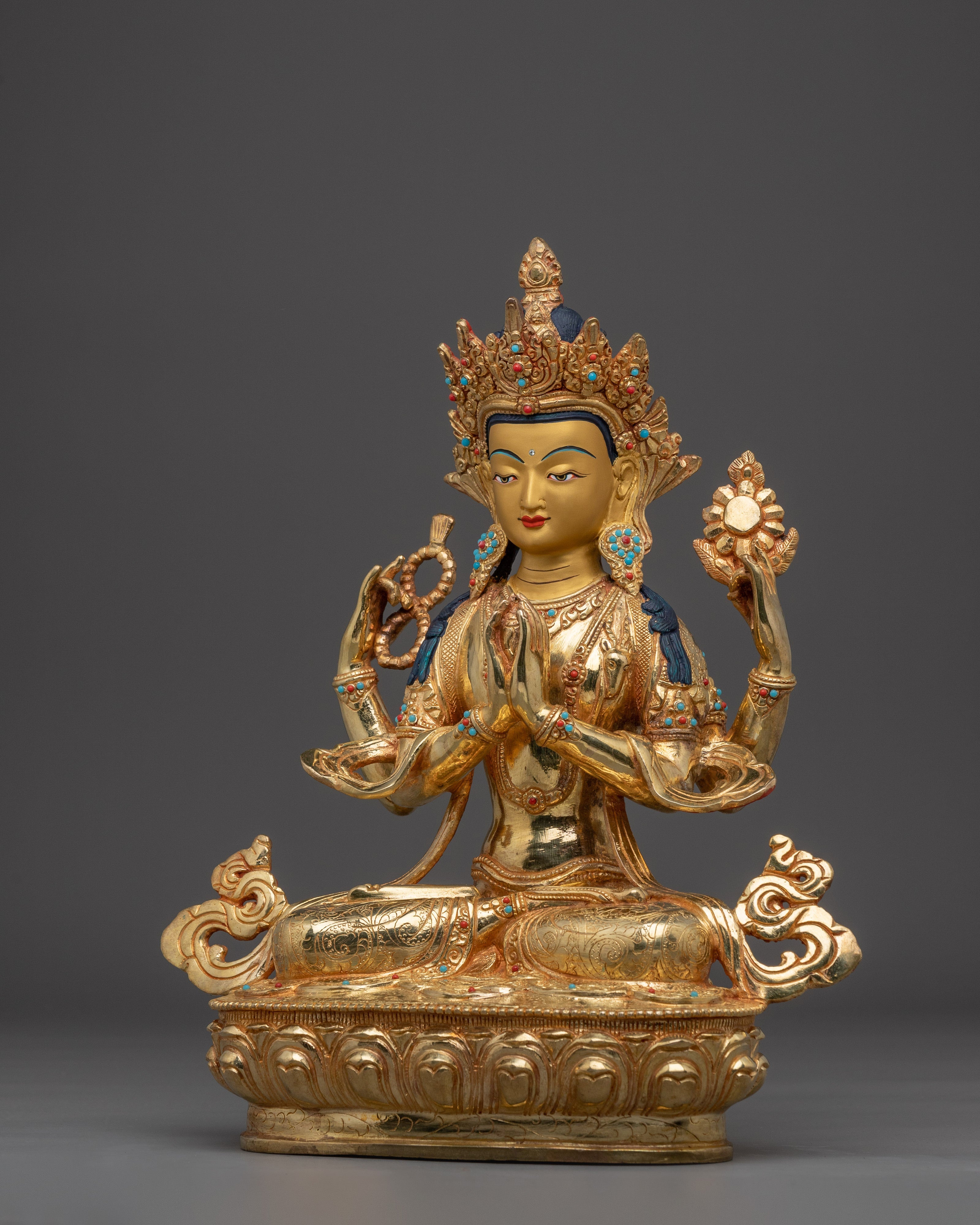 Handmade Avalokiteshvara Spiritual Decor | Himalayan Chenrezig Artwork