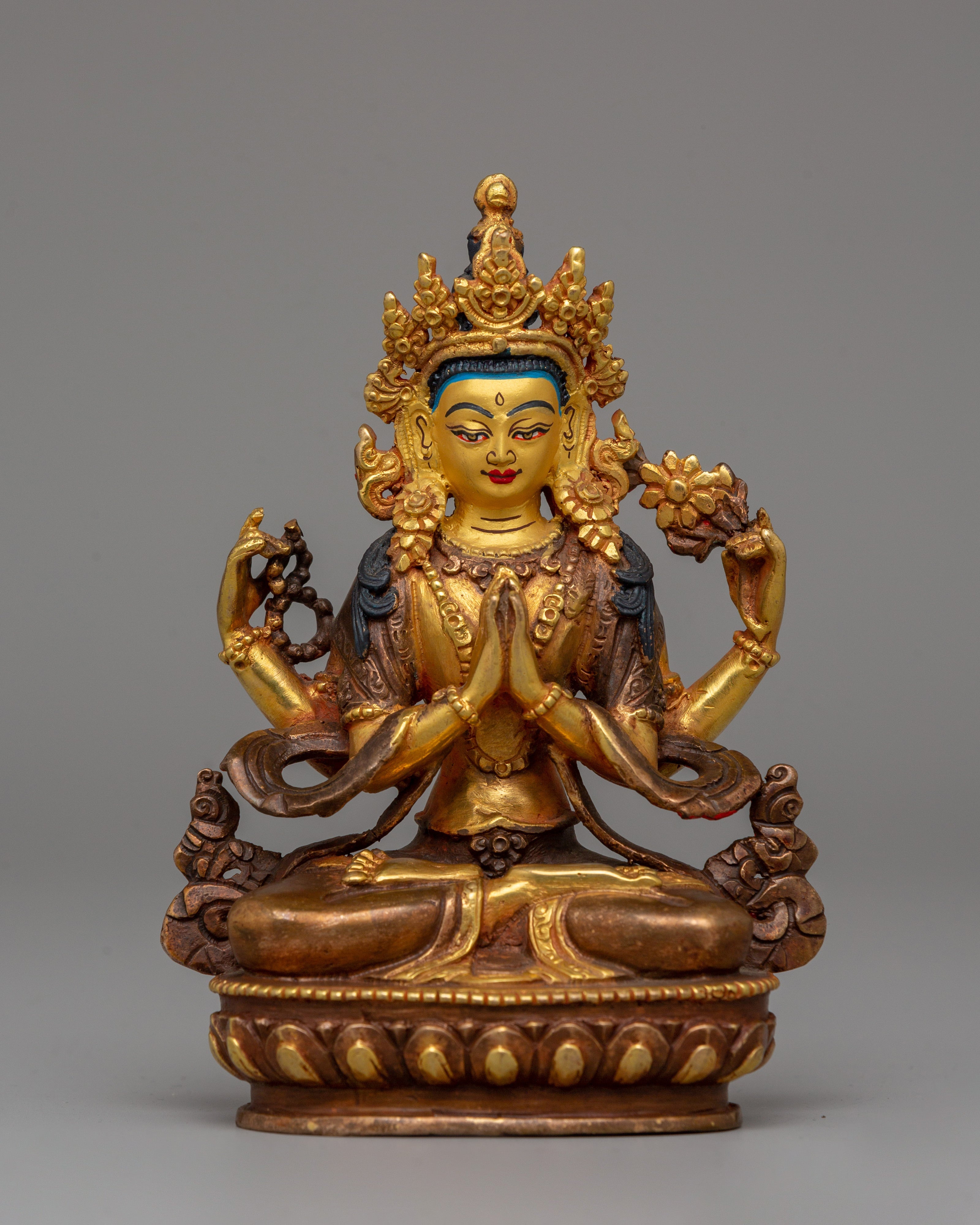 Gold Plated Chenrezig Statue