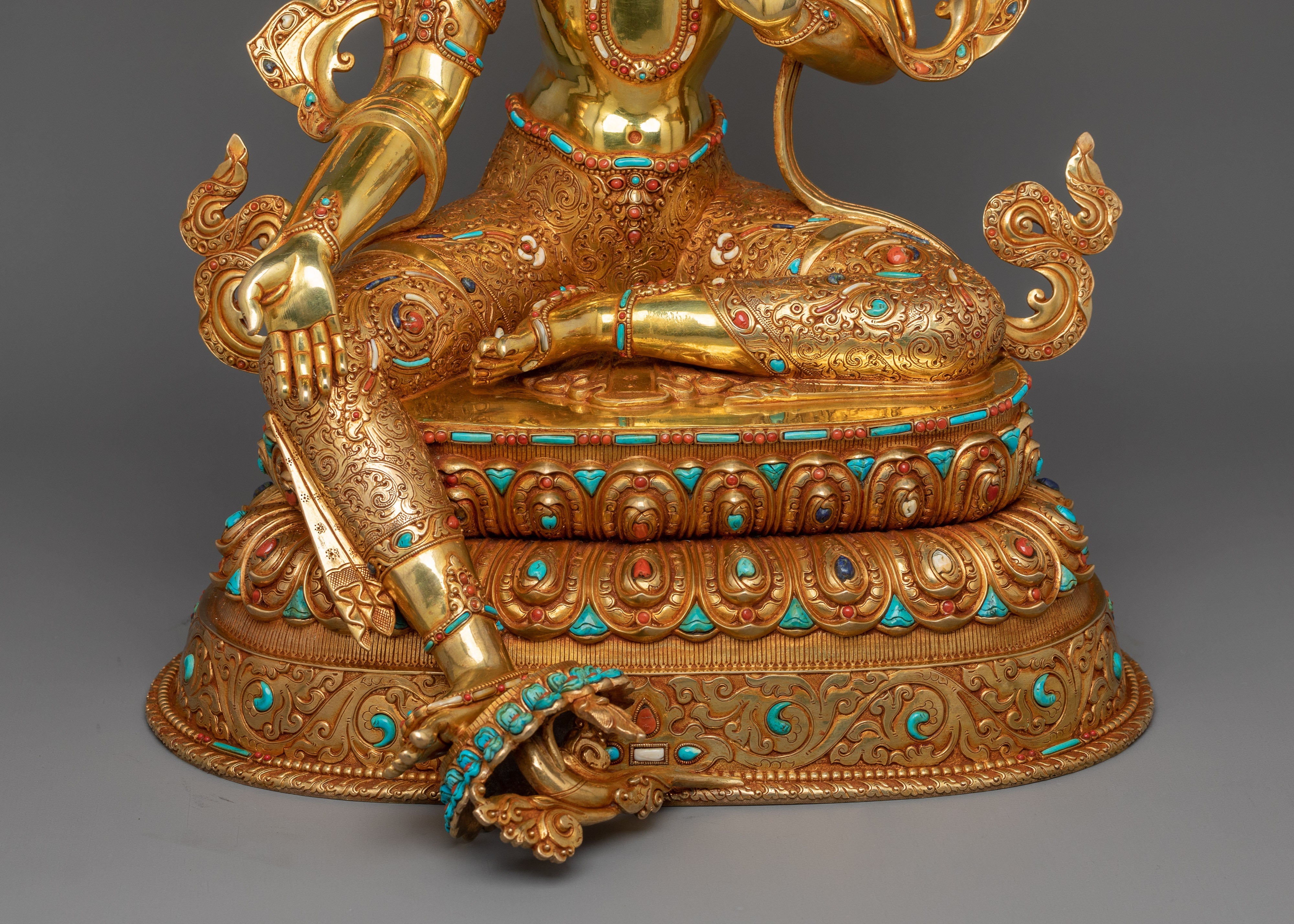 Himalayan Bodhisattva Goddess Green Tara Sculpture | Mother of Compassion and Mercy