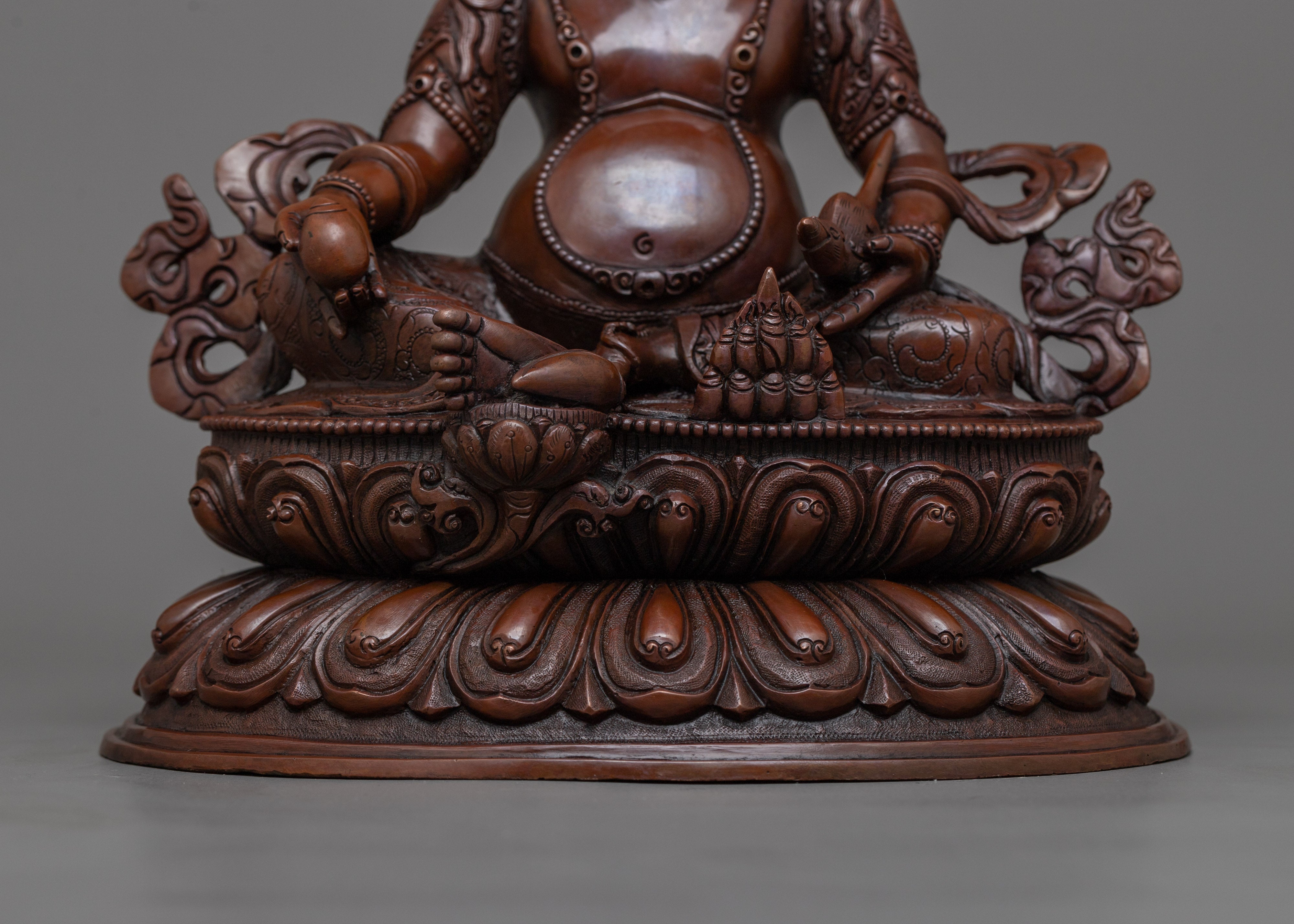 Dzambhala Sculpture in Oxidized Copper | Buddhist Deity of Wealth