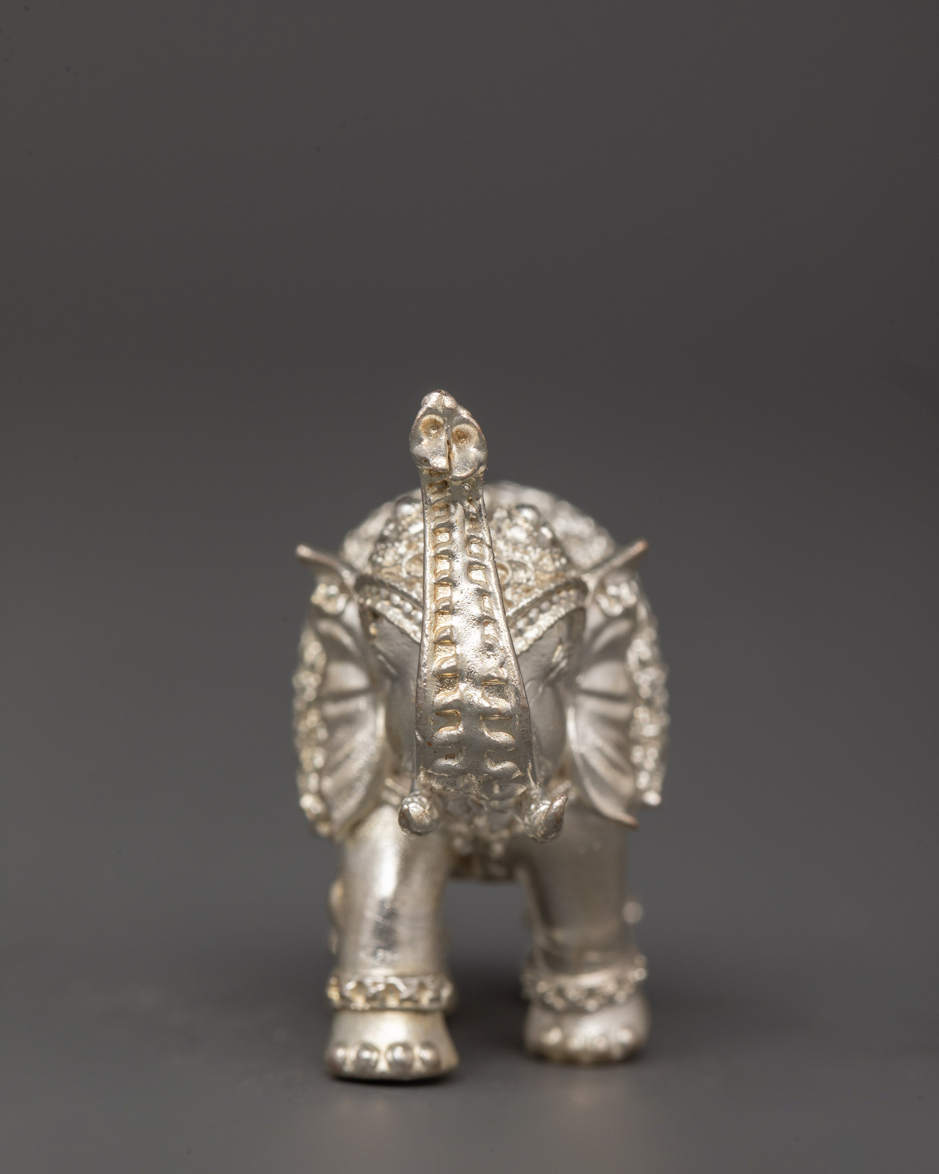 Silver Plated Elephant Figurine | Small Decor Elephant Statue for Home & Office