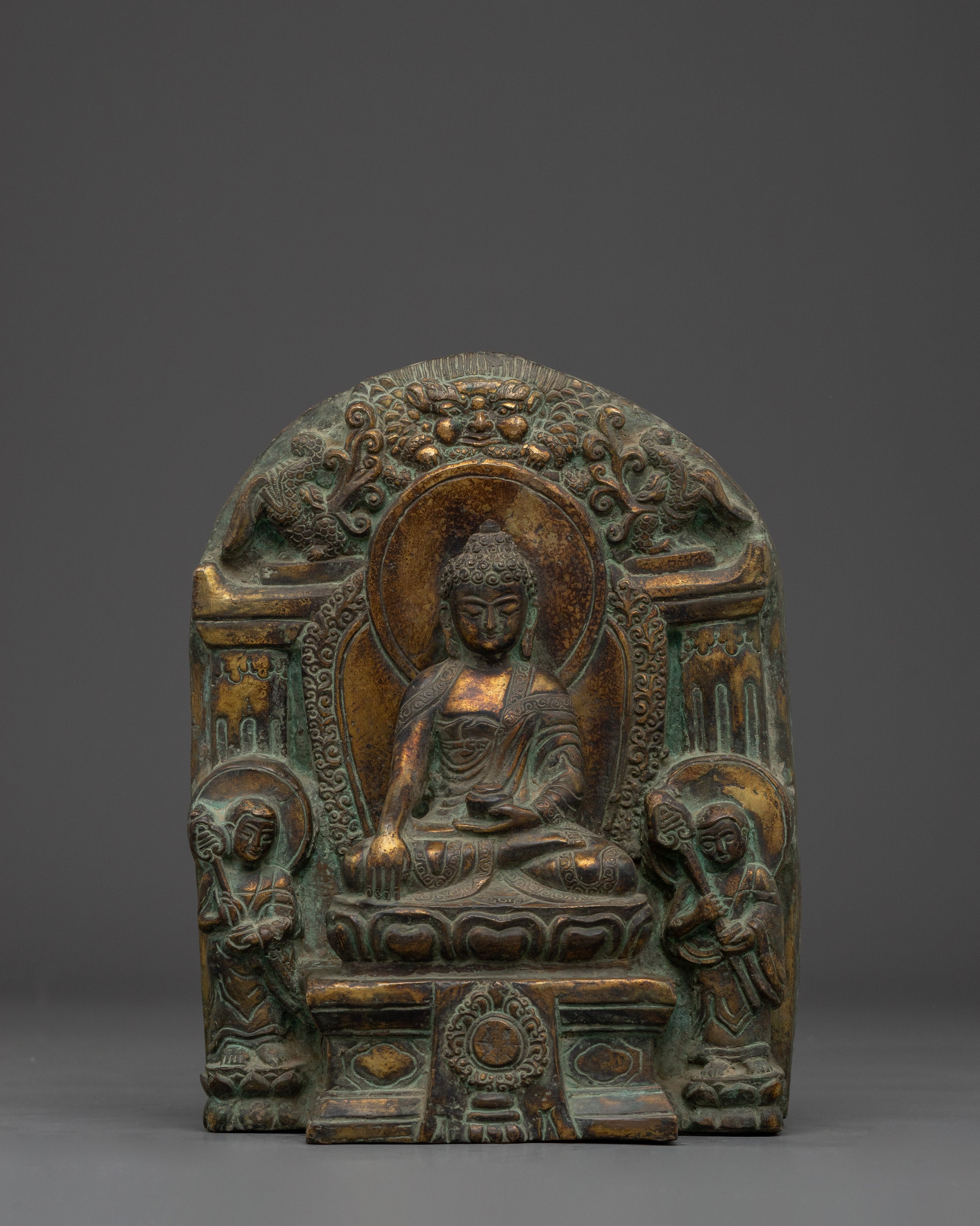 Figurine of Shakyamuni Buddha on Throne | Copper Sculpture