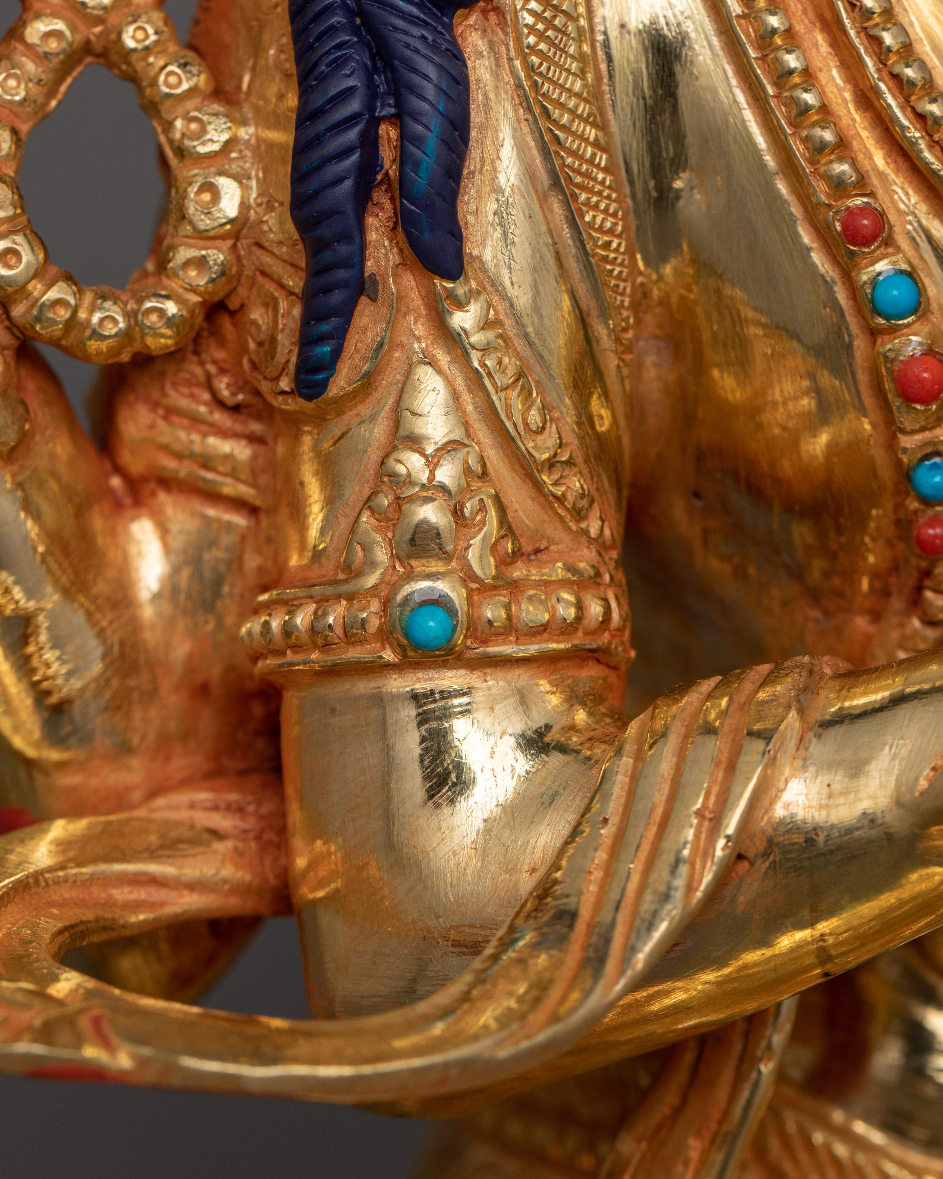 13.2 Inches Gold Gilded Chenrezig Statue | Symbol of compassion and enlightenment