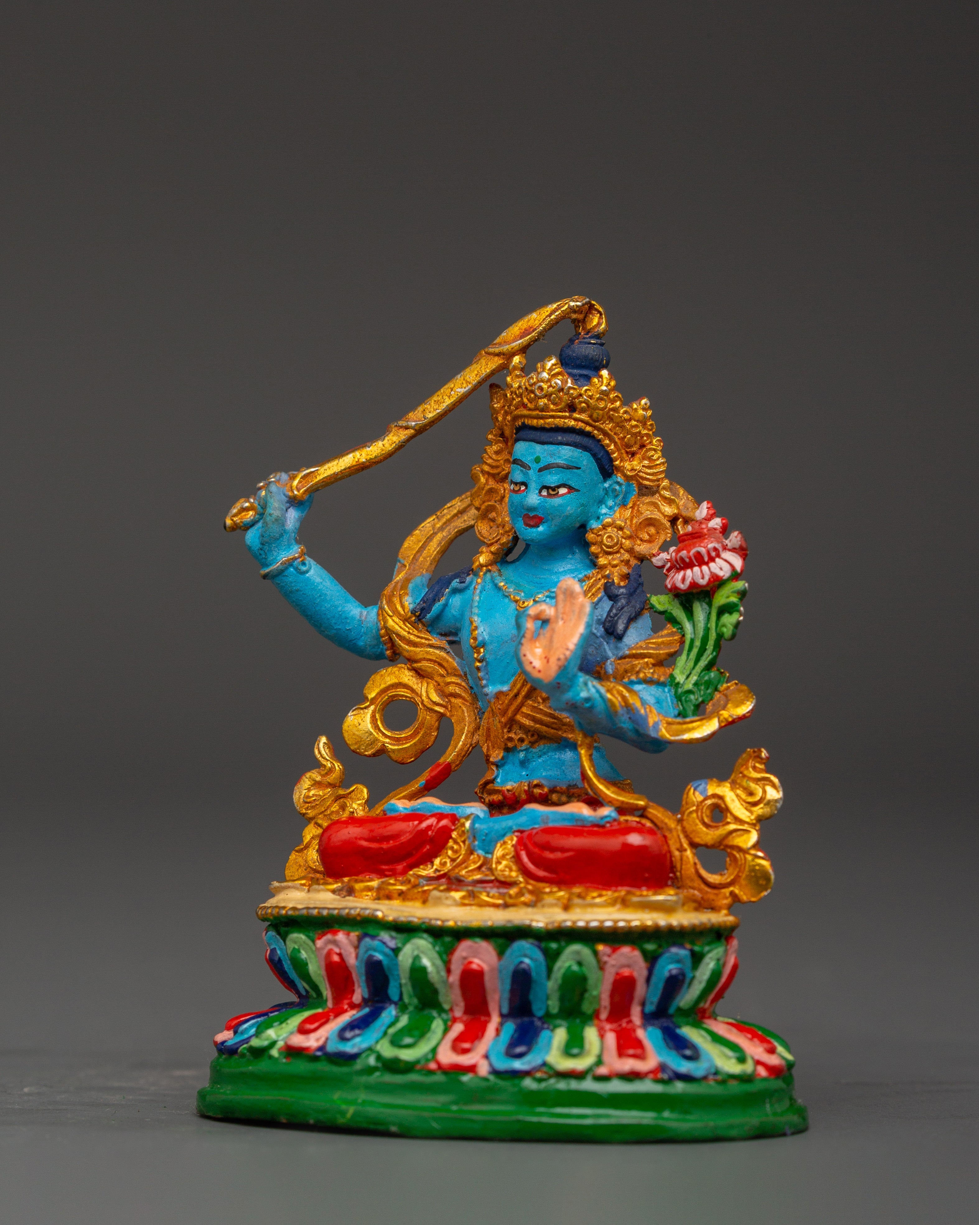 Manjushri Gold Plated Idol | Home Decor