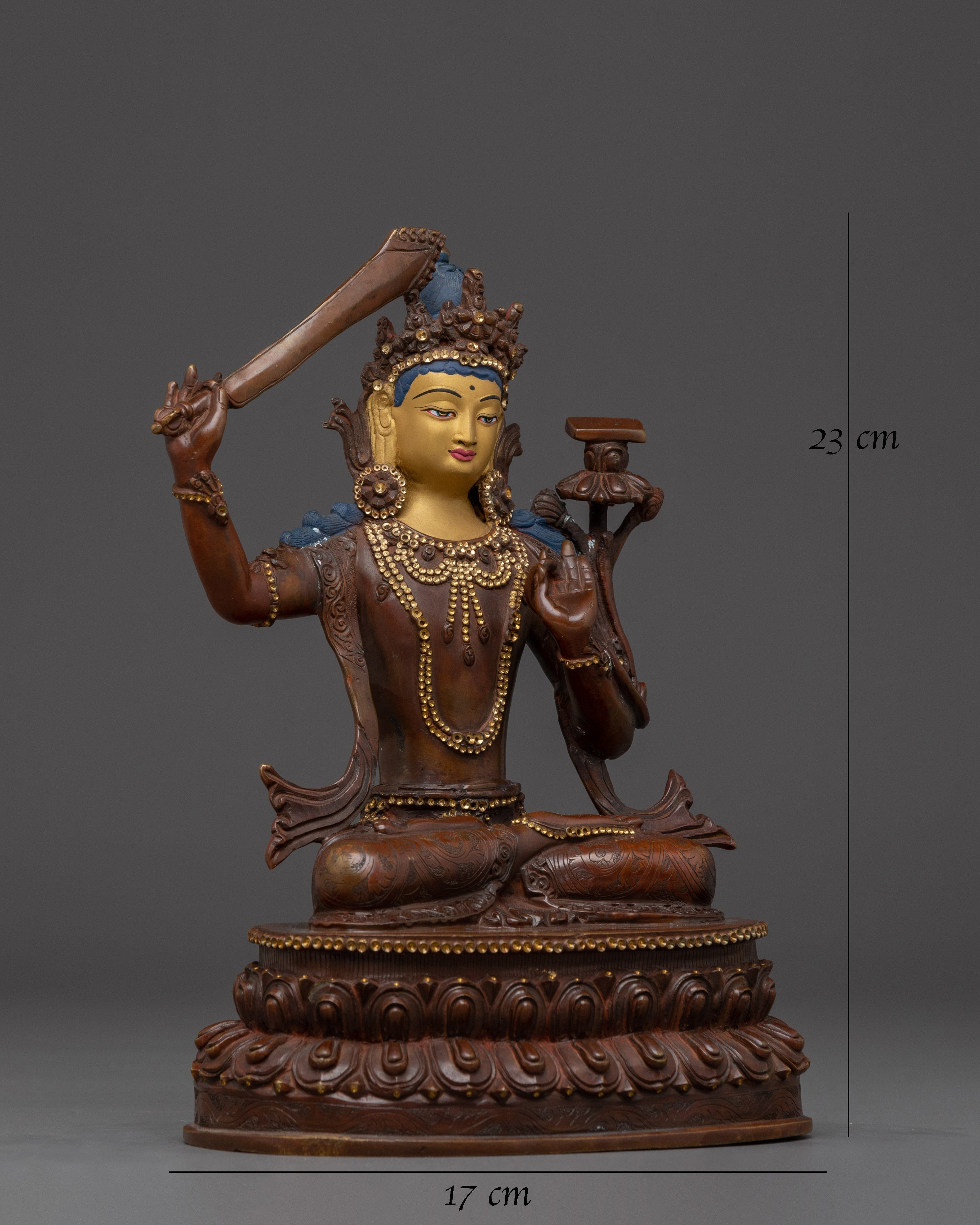 Manjushri Oxidized Copper Buddhist Deity | Buddhist Bodhisattva of Wisdom