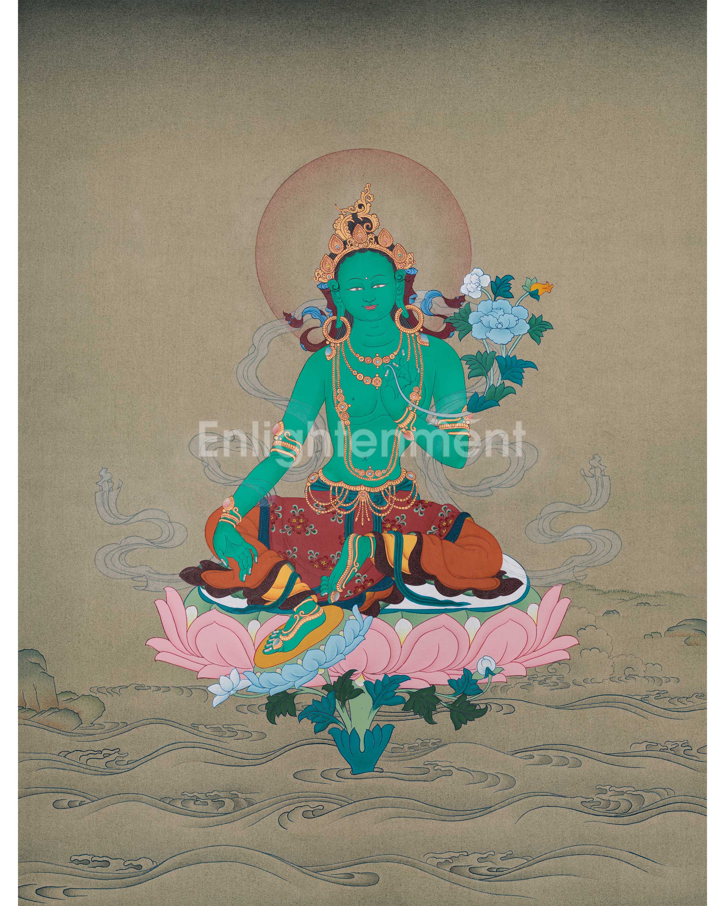 compassionate goddess green tara thangka