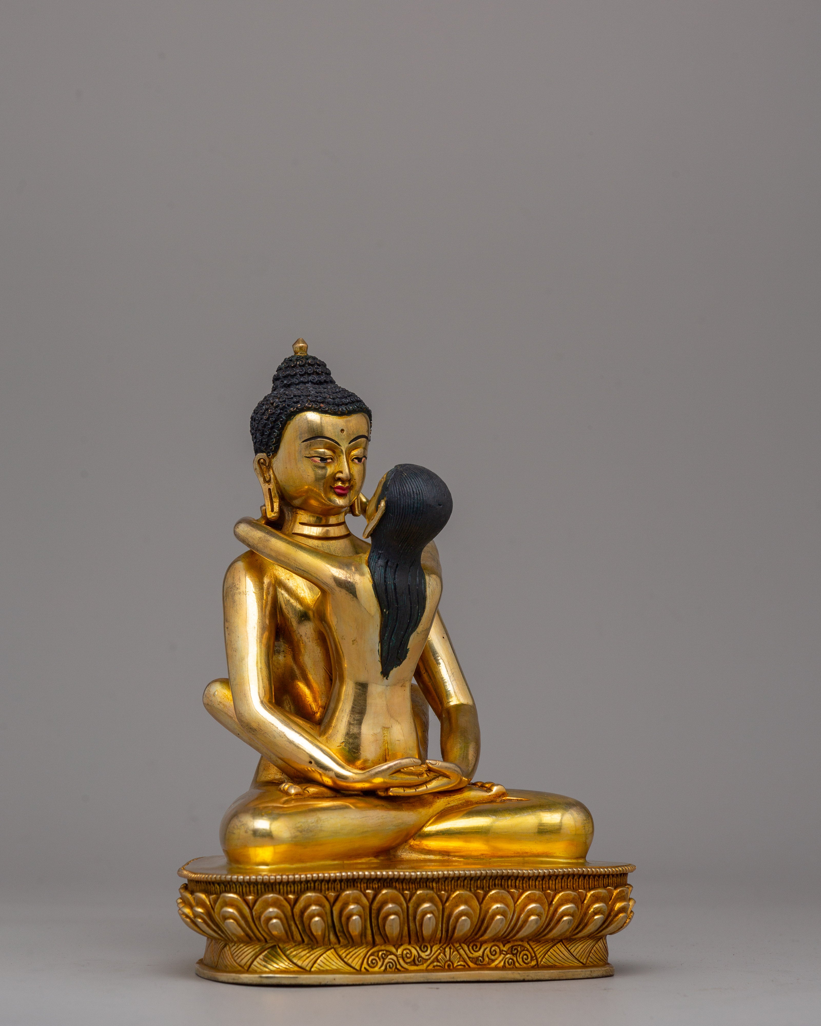 Handcrafted Samantabhadra Statue with Consort in Gold-Plated | Spiritual Shrine Art