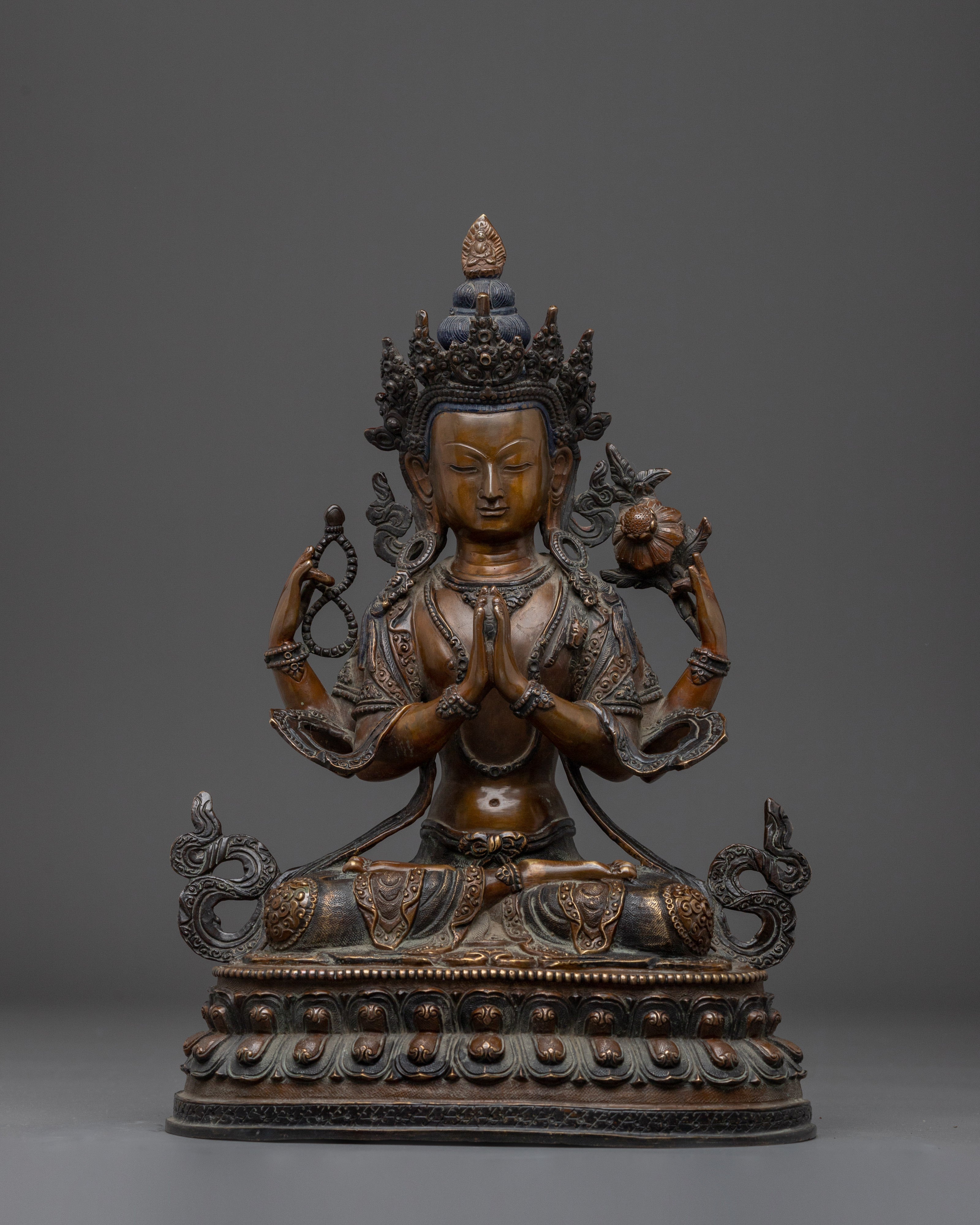 Handcrafted Chenrezig Bodhisattva statue