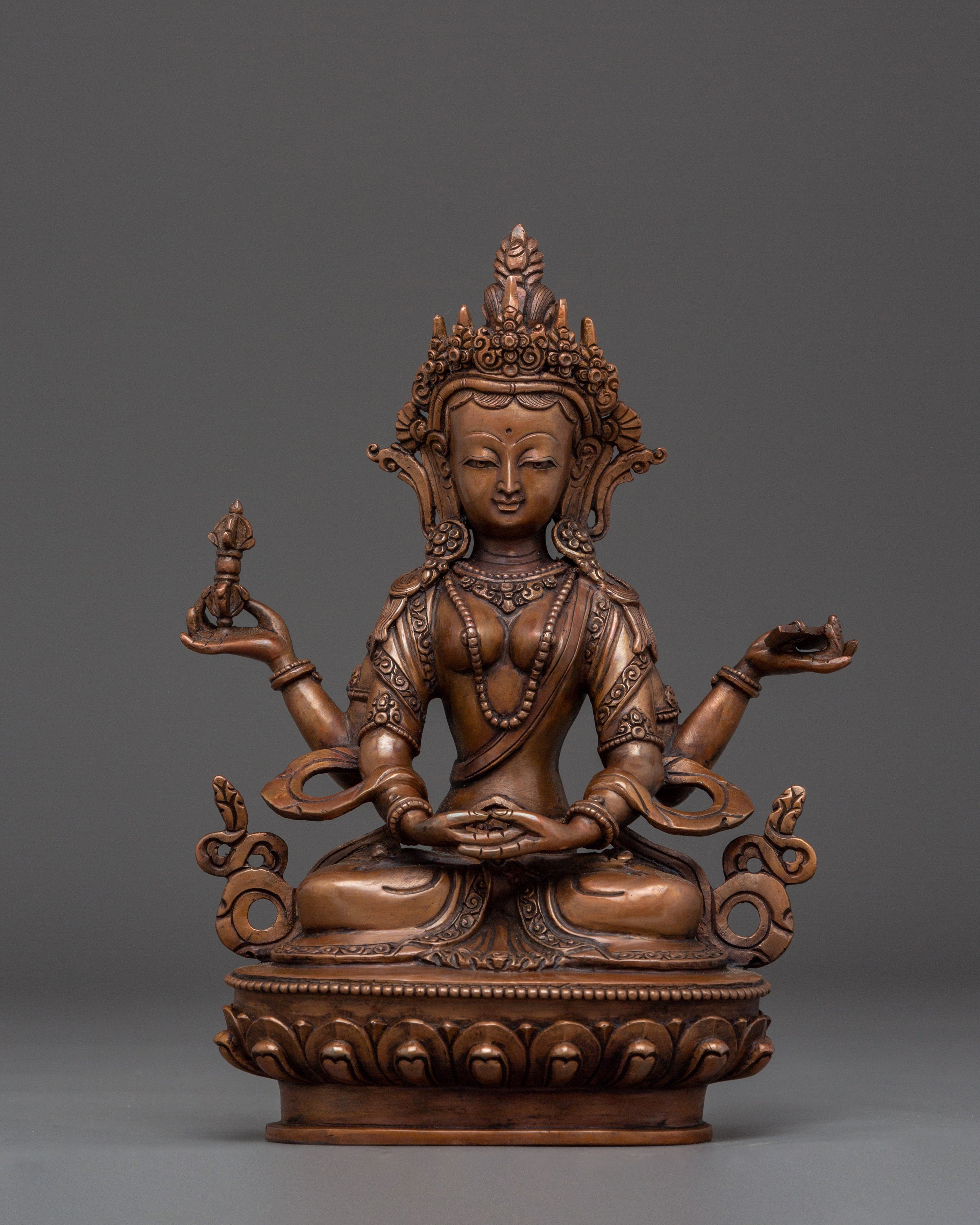 Oxidzed Copper Body Prajna paramita Wisdom Statue