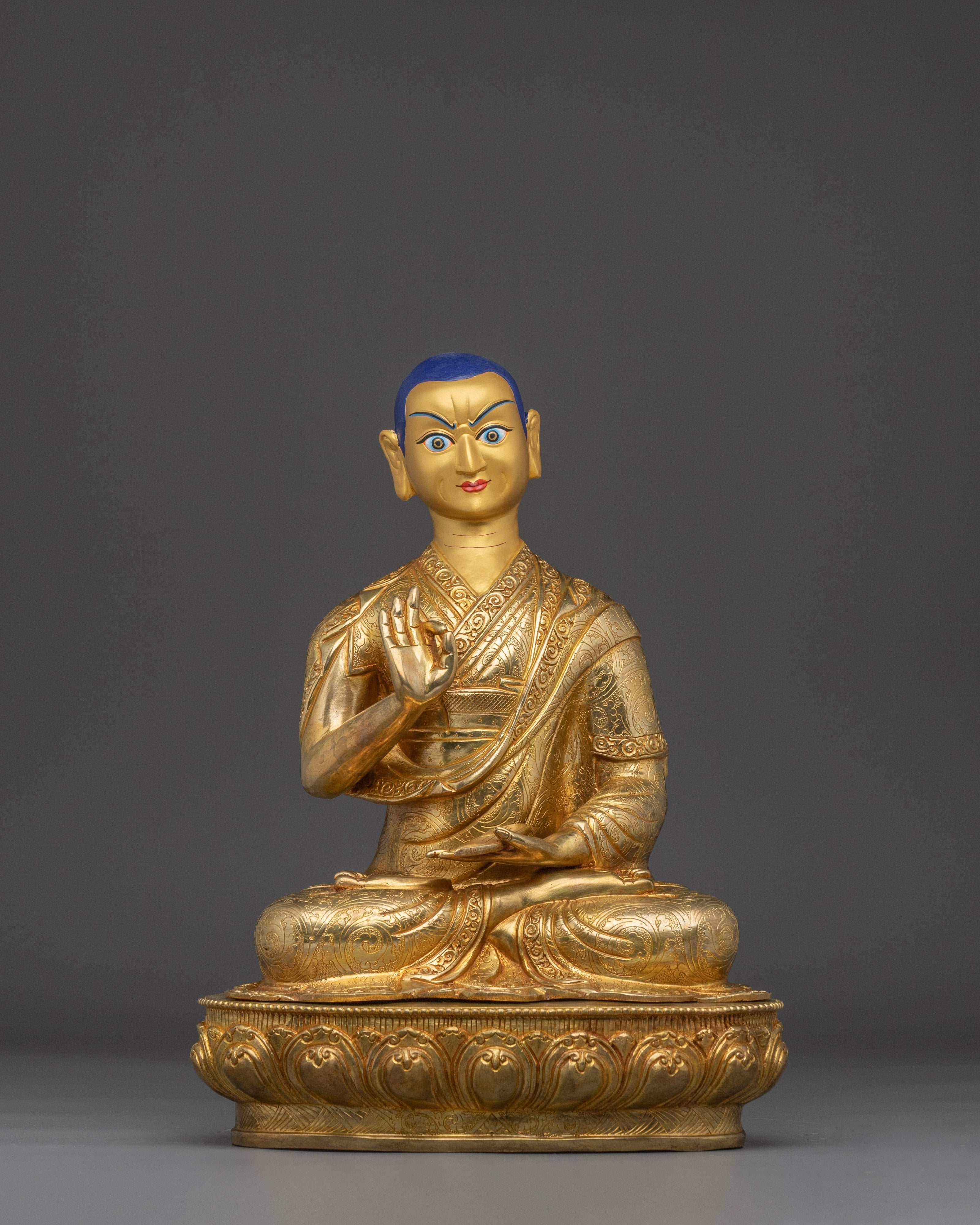 24k Gold Gilded Tsongkhapa Set | Tibetan Religious Guru Lobsang Drakpa