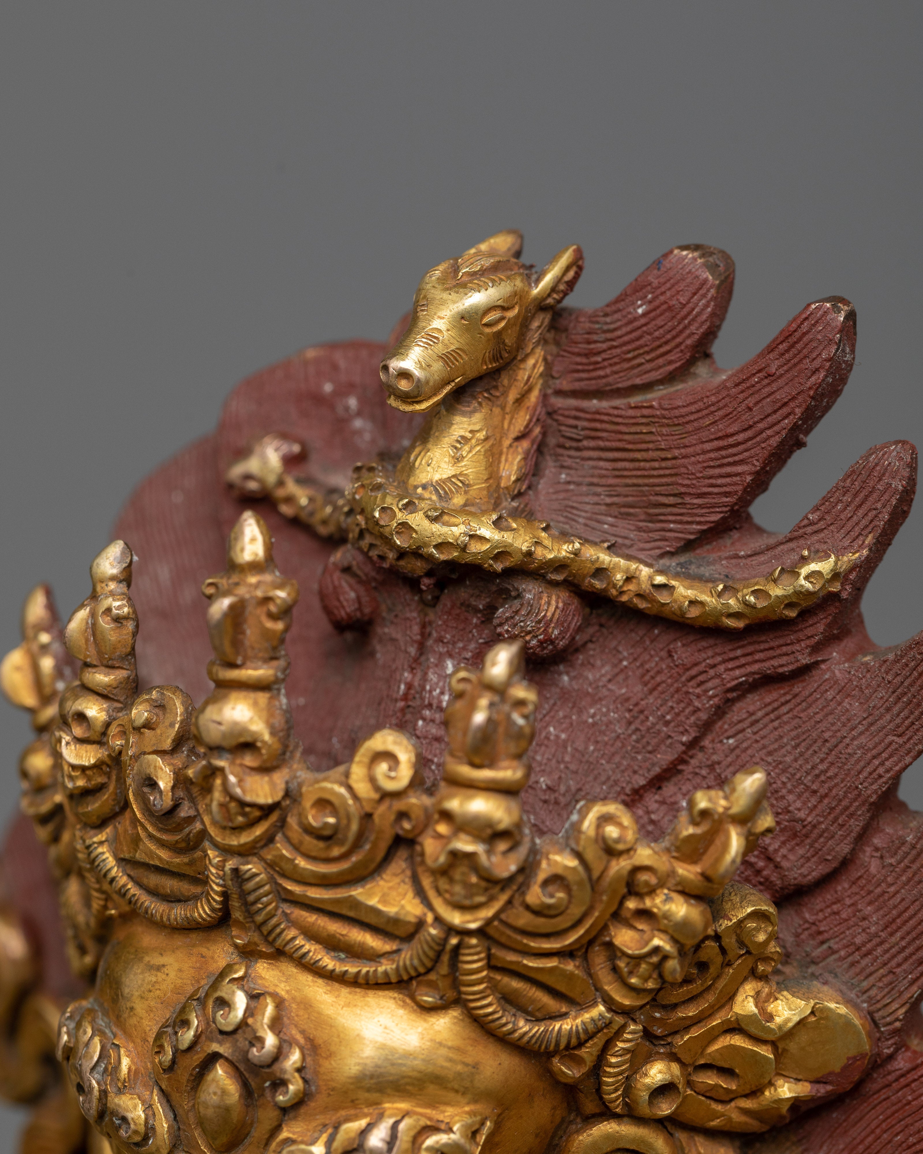 Fierce Guru Drakpo Idol | 24K Gold Gilded Copper Sculpture