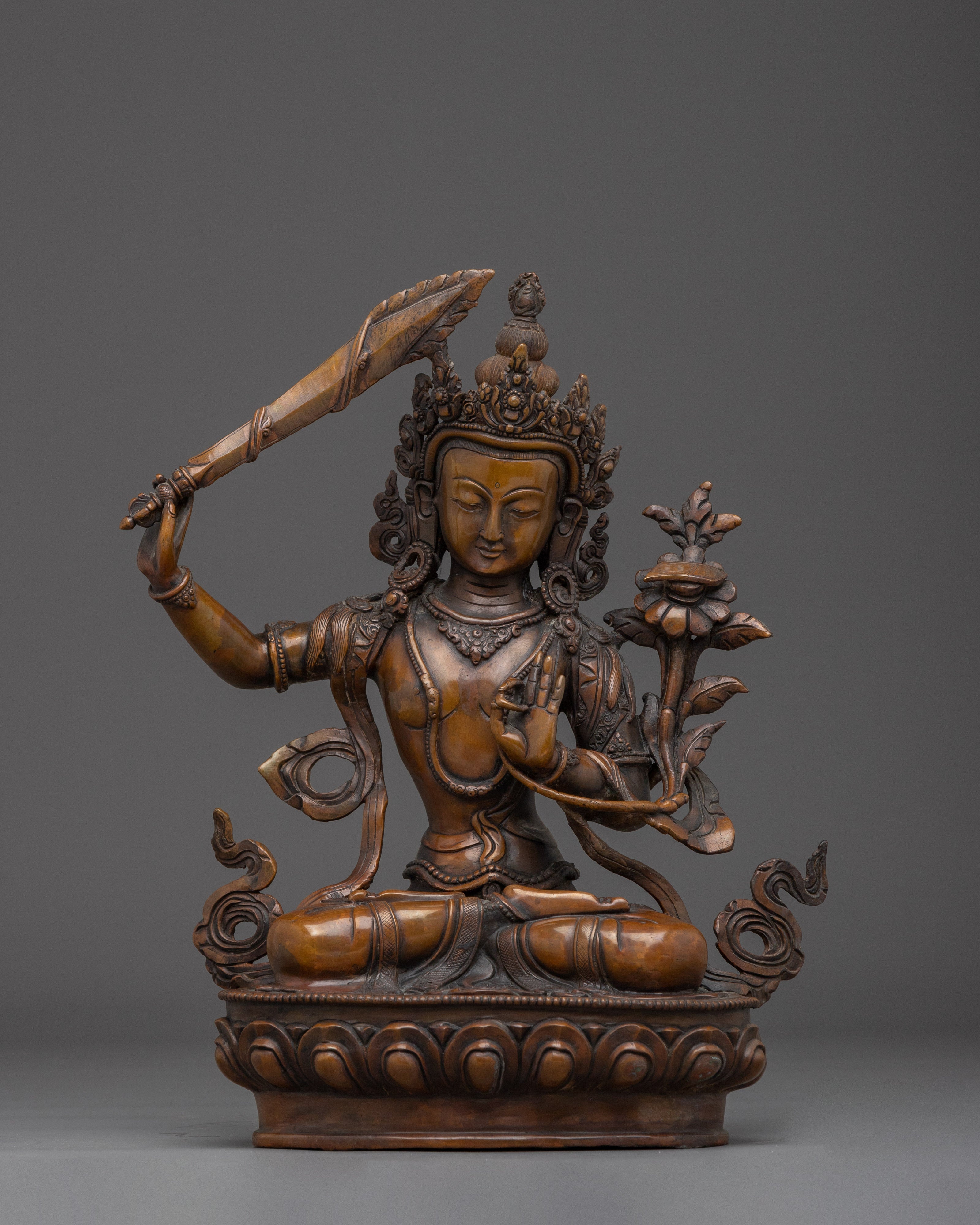 Manjushri Oxidized Copper Wisdom Deity