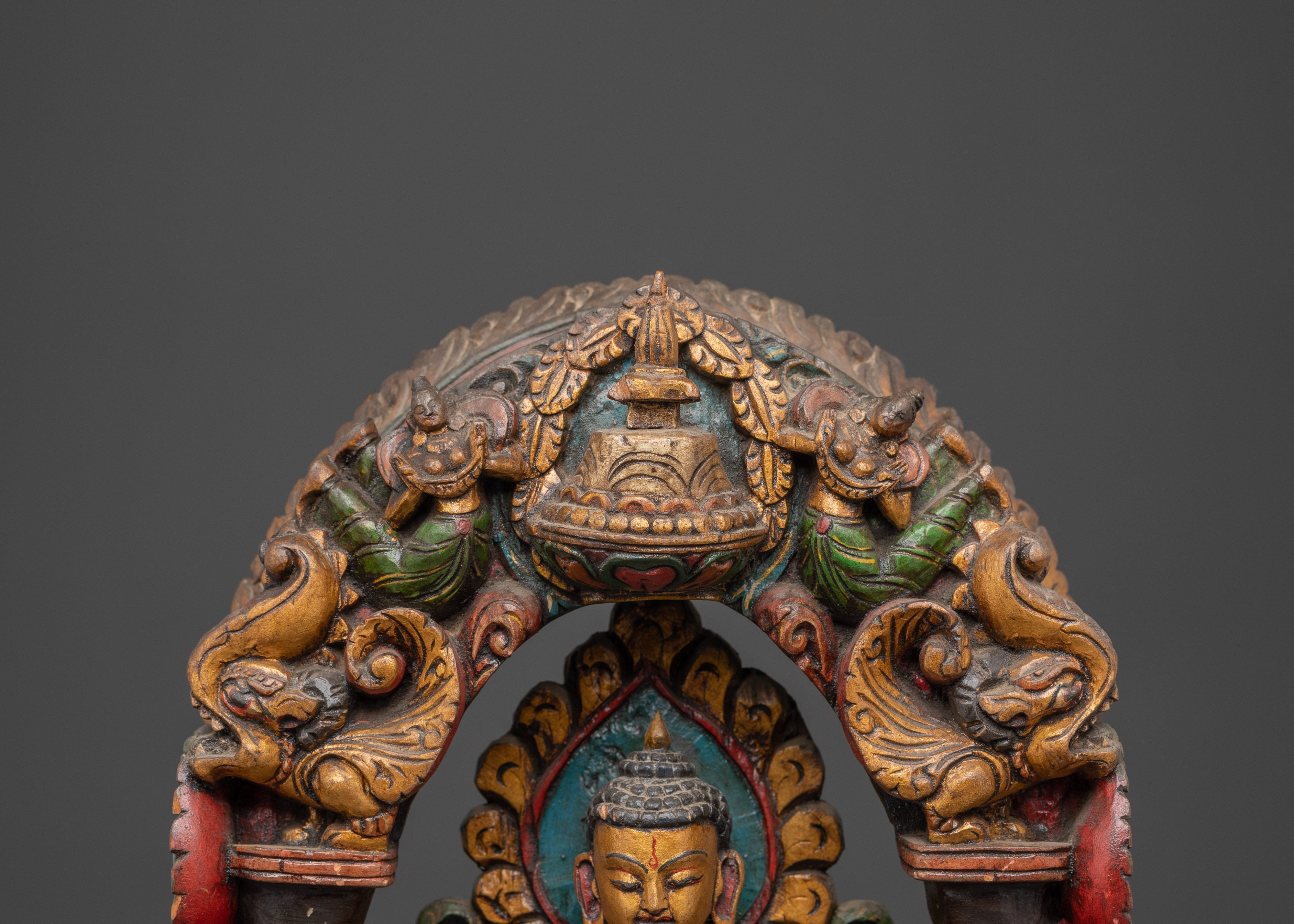 Hand Carved Meditation Shakyamuni Buddha Figurine | Wooden Tibetan Buddha Statue