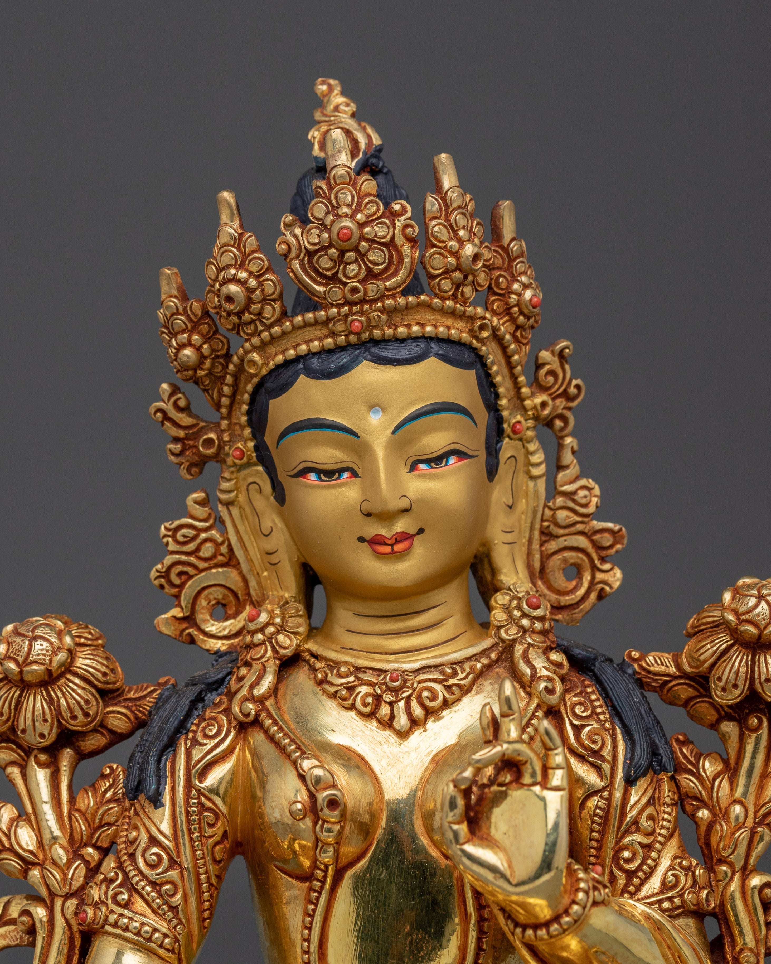 Female Buddha Sculpture of Green Tara | Peaceful Tara
