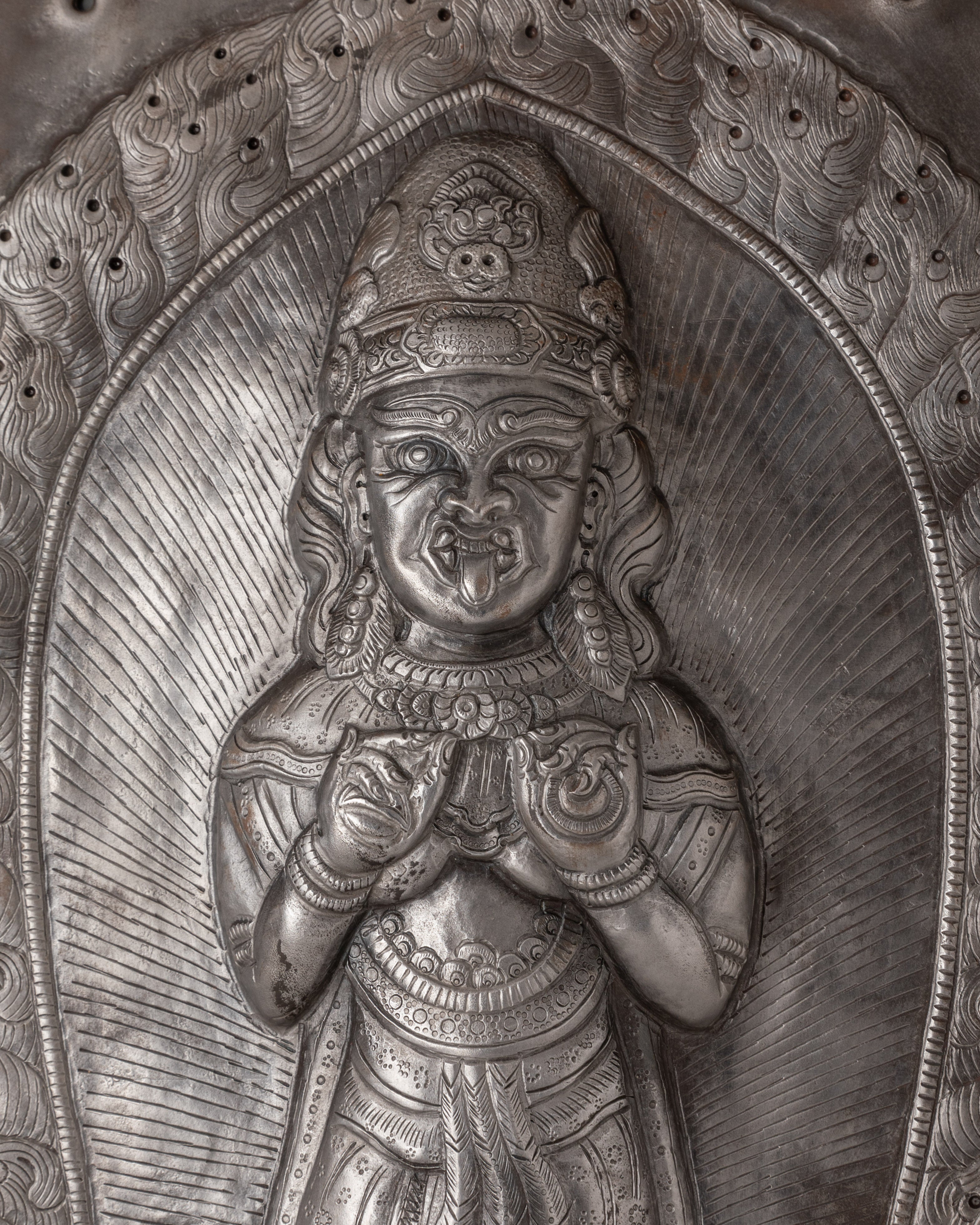 Handcrafted Iron Wall Hanging Buddha Panel | Tibetan Buddhist Metal Relief Art for Meditation