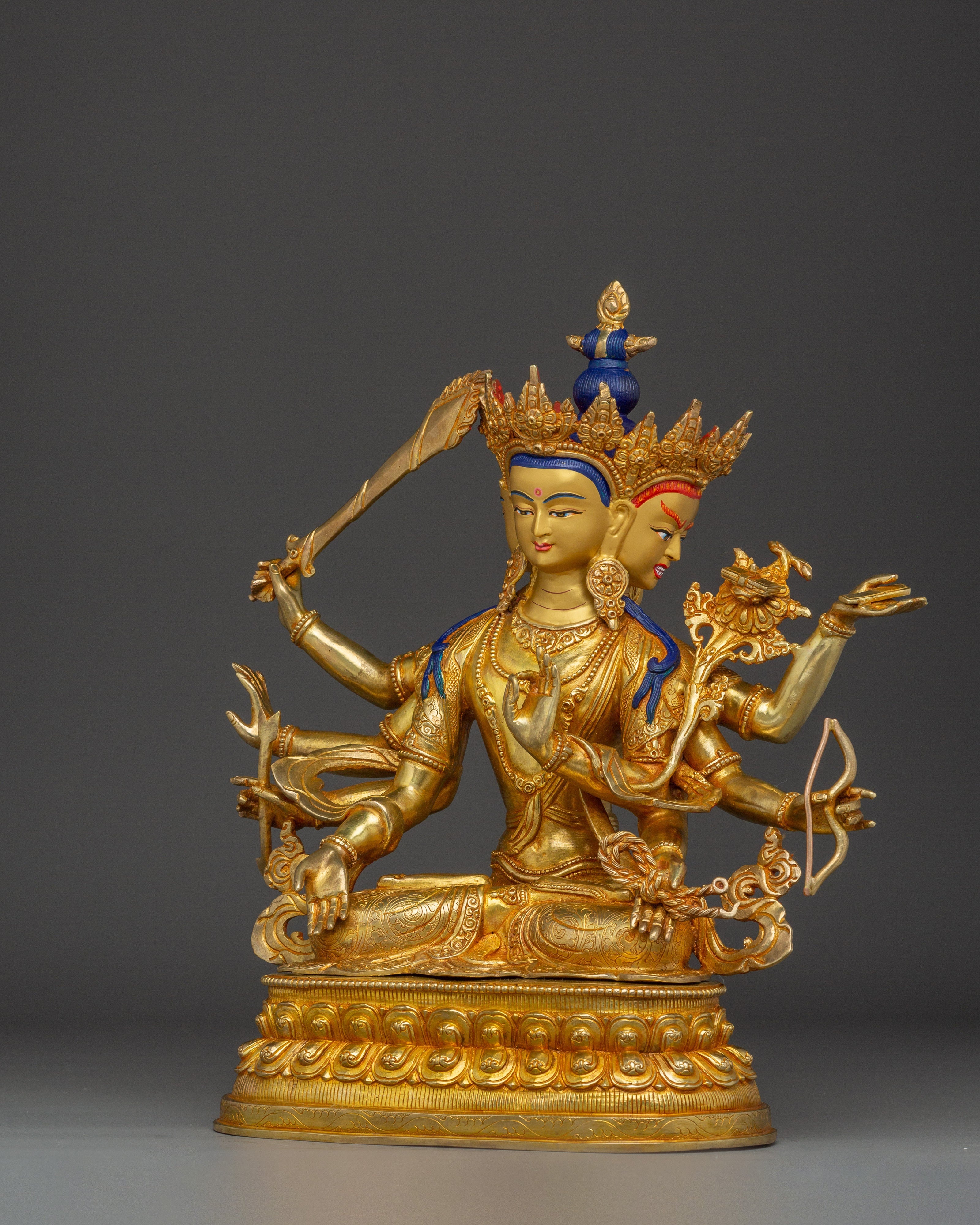 Maha Manjushri Golden Statue | Bodhisattva of Supreme Wisdom