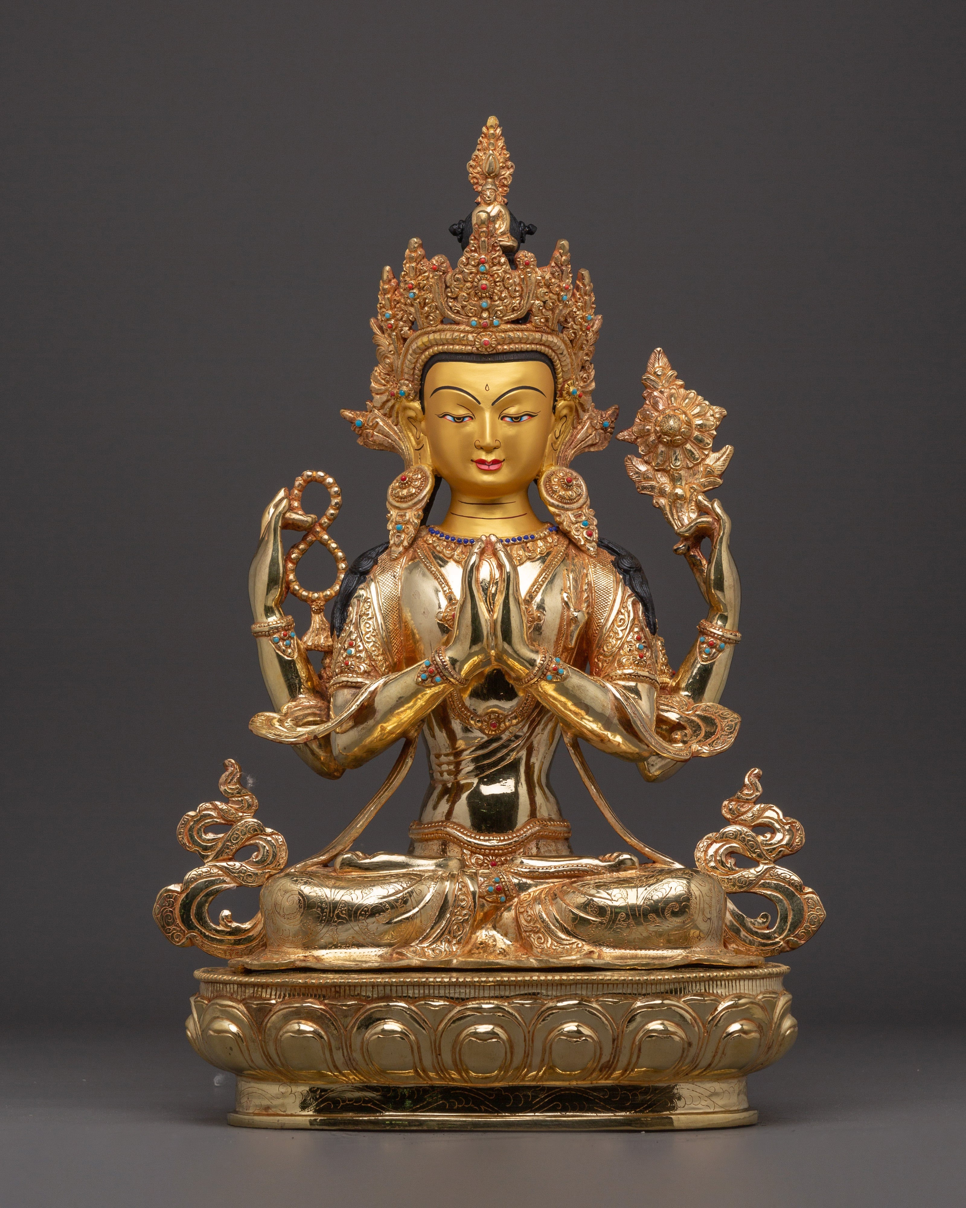 Majestic Buddhist God Chenrezig Statue
