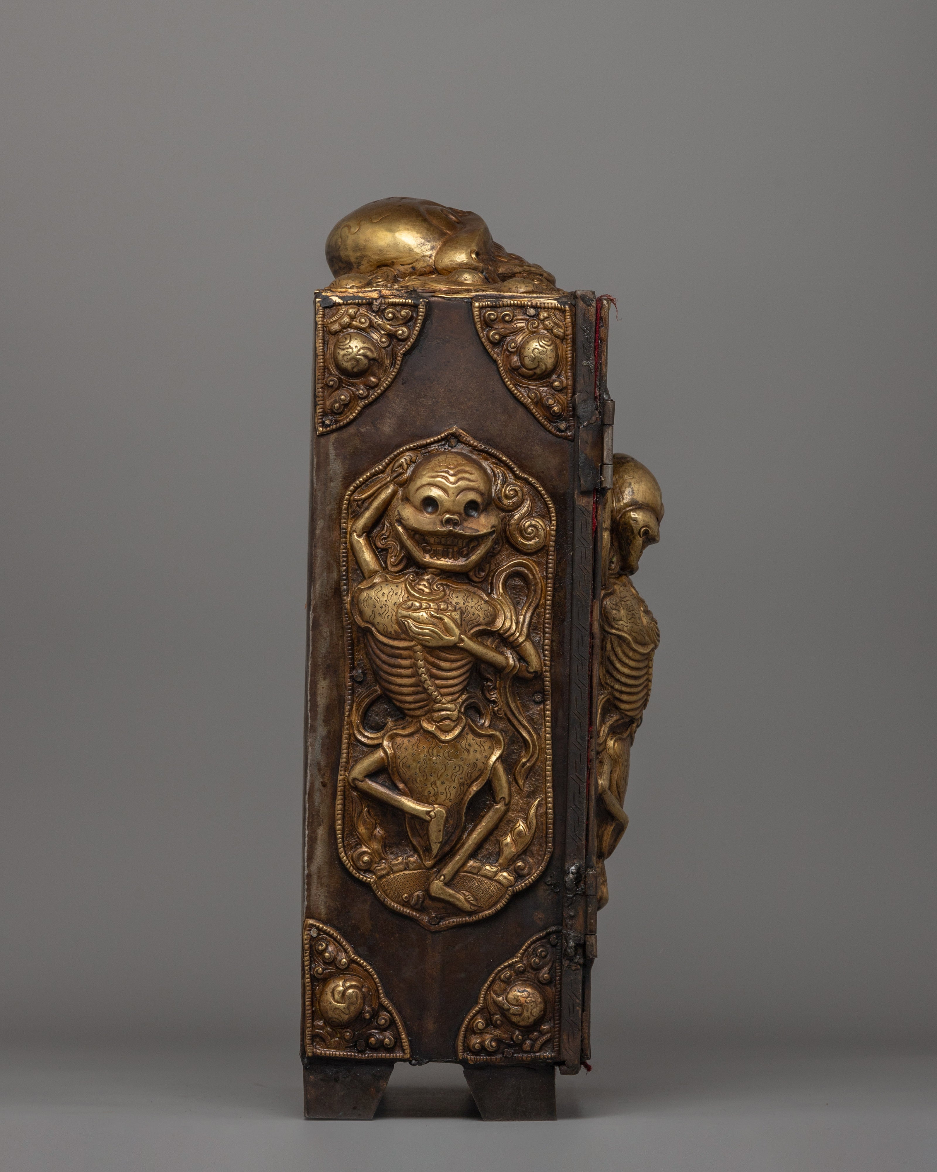 Large Spiritual Tibetan Ghau Box | Skull Themes Box