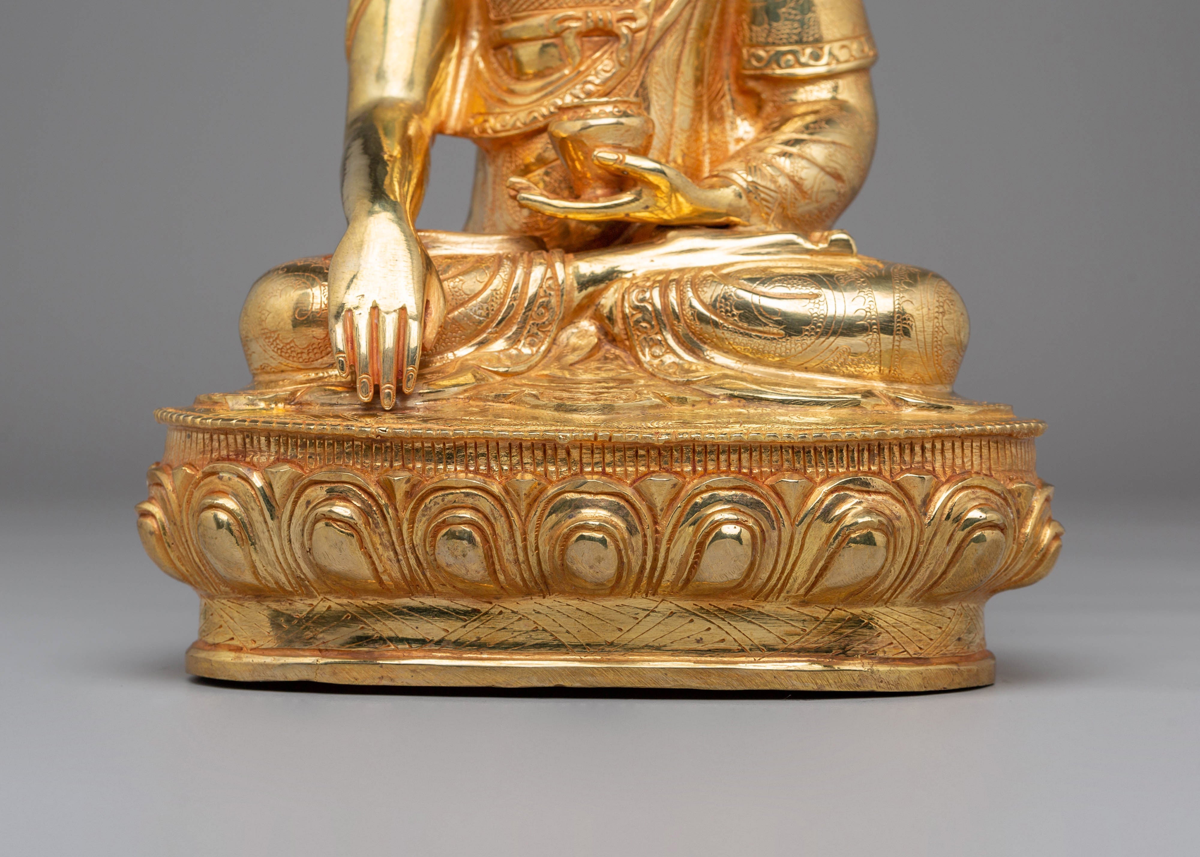 Handcrafted Golden Statue of Buddha Dharma Sangha | Tibetan Buddhism Artwork
