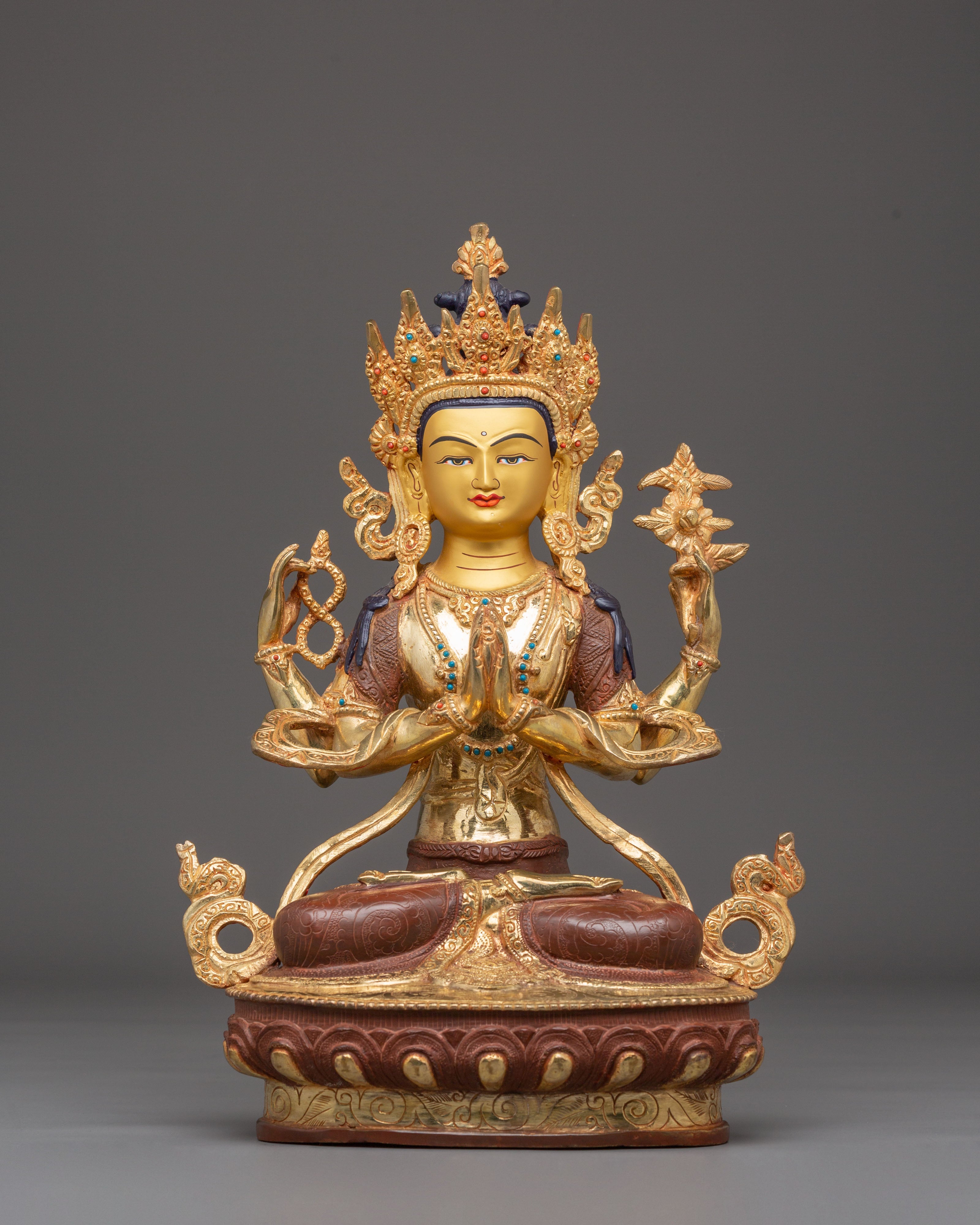 Sacred Bodhisattva Chenrezig Handcrafted Statue | Tibetan Avalokiteshvara Art