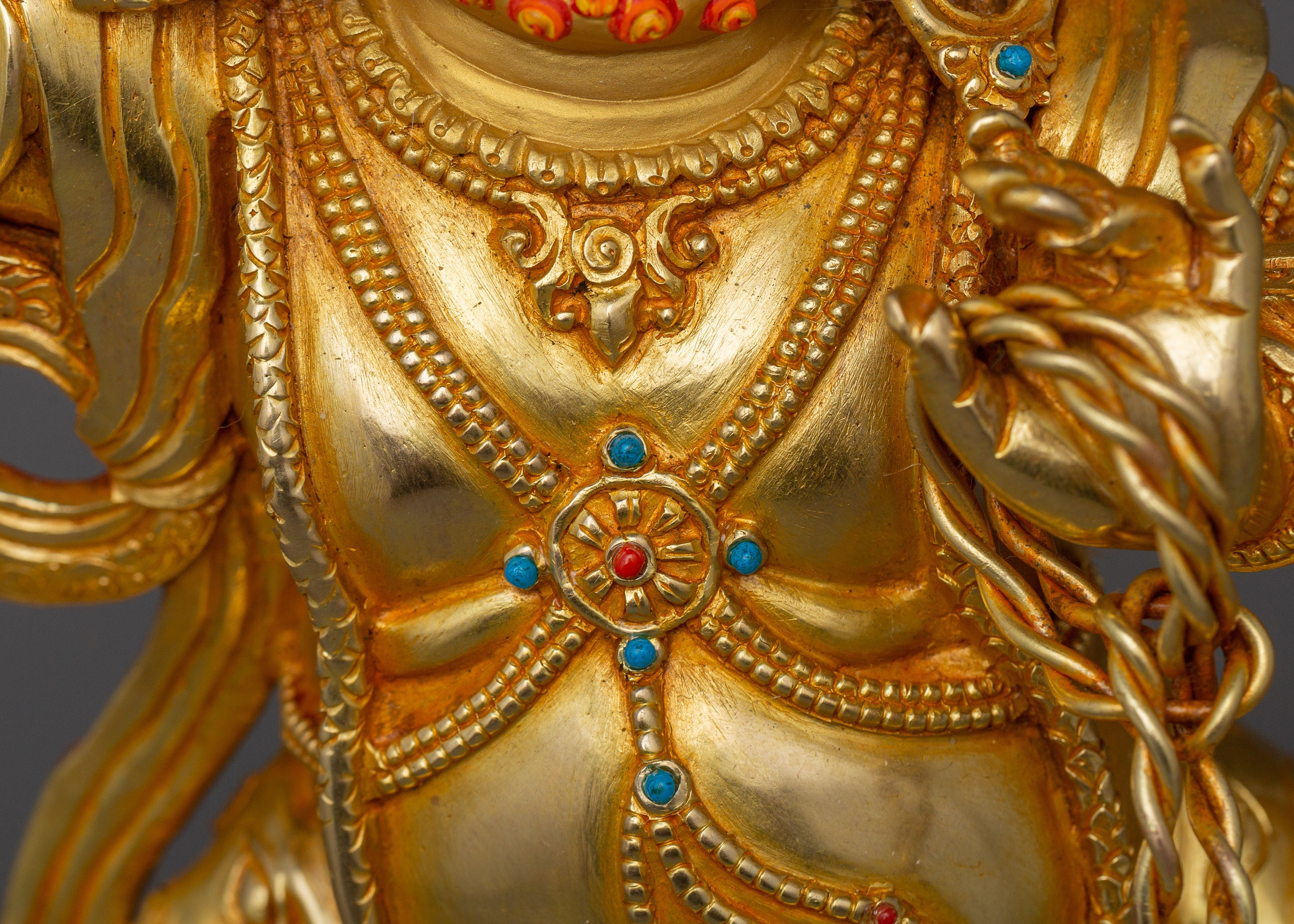 Divine Guardian Deity Vajrapani | 24K Gold Gilded Sculpture