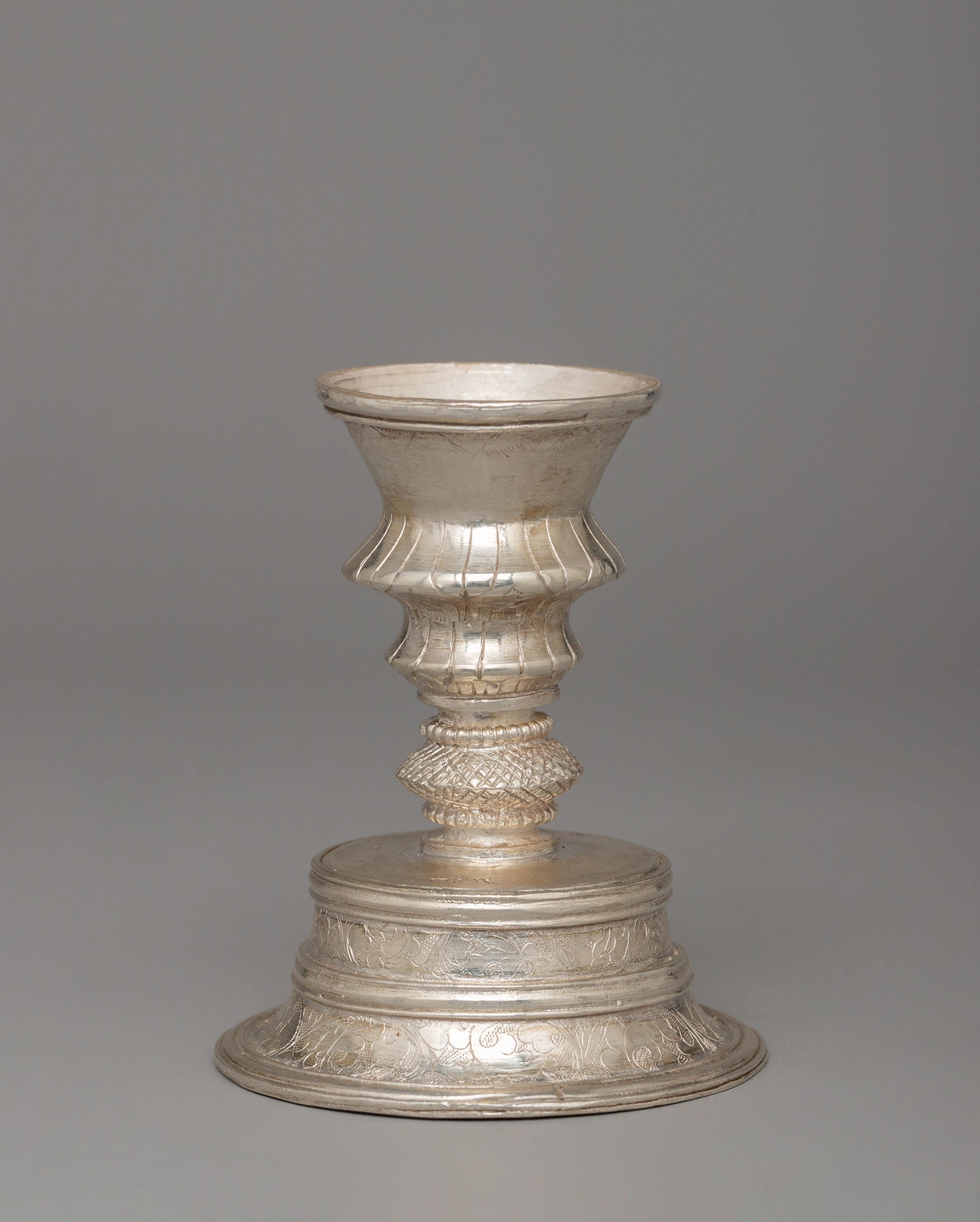 Himalayan Nepalese Pure Silver Butter Lamp | Buddhism Ritual Set
