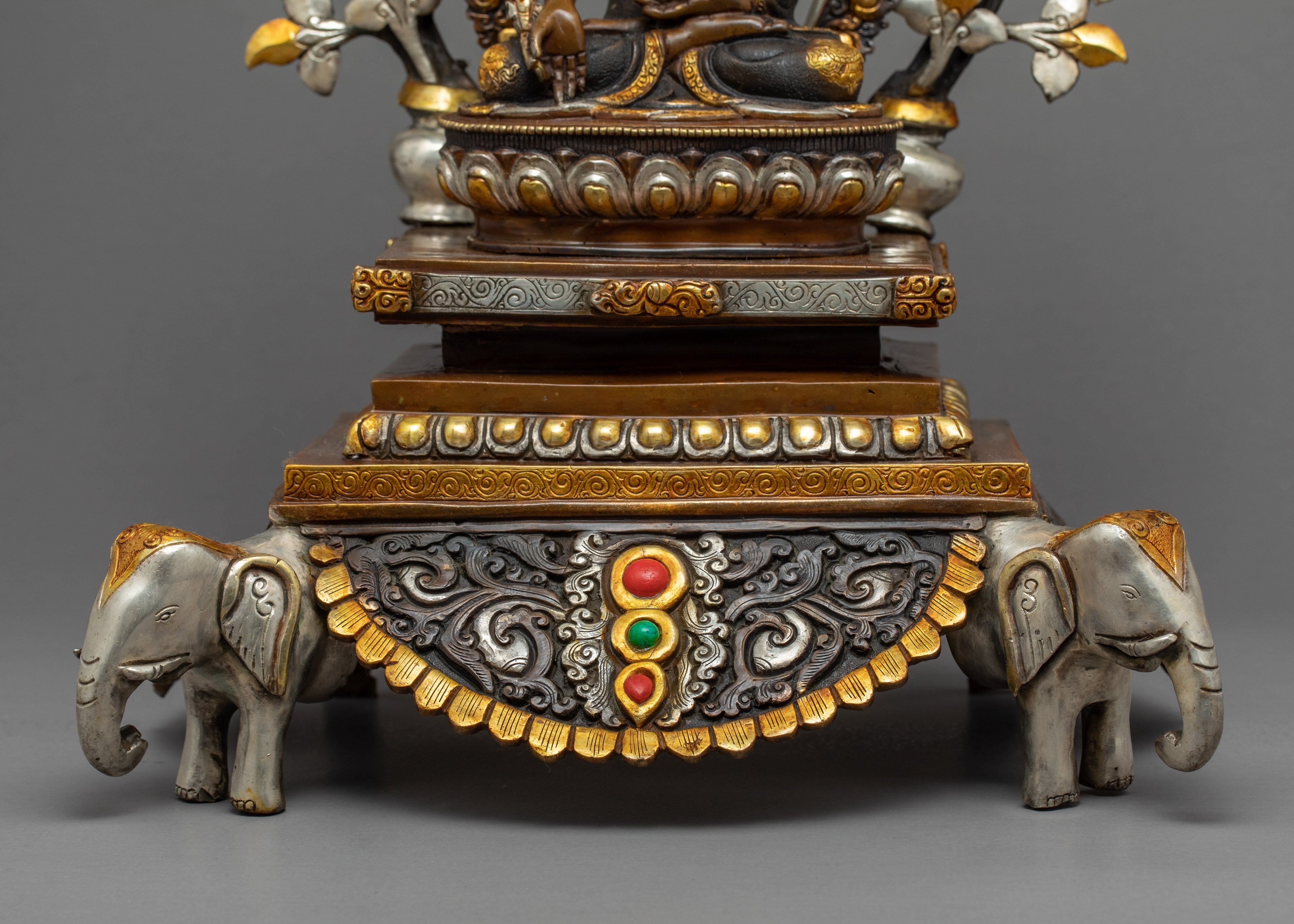 Three Tibetan Buddhas Statue | Traditional Hand-Carved Set